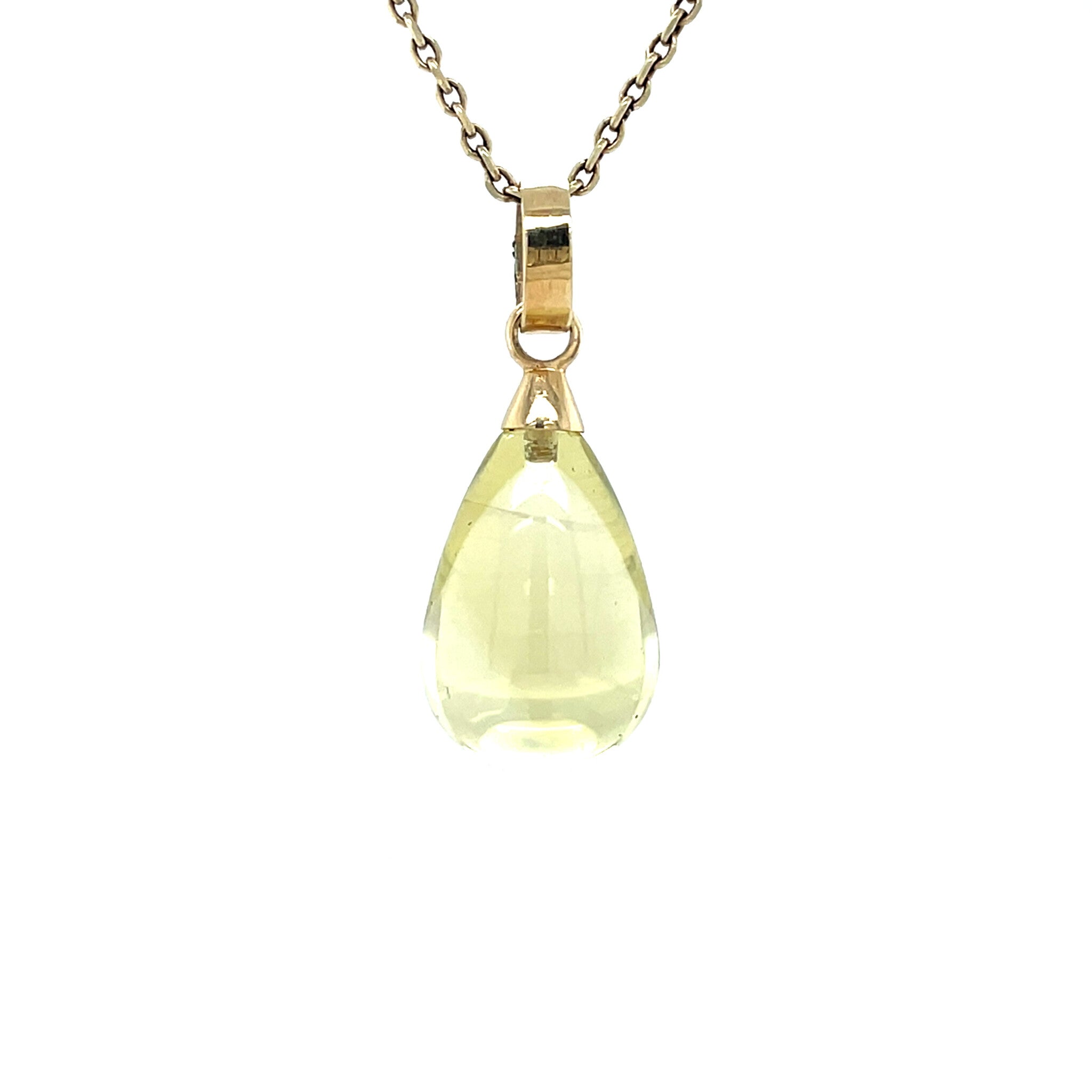Gouden vintage hanger met prasioliet 14 krt