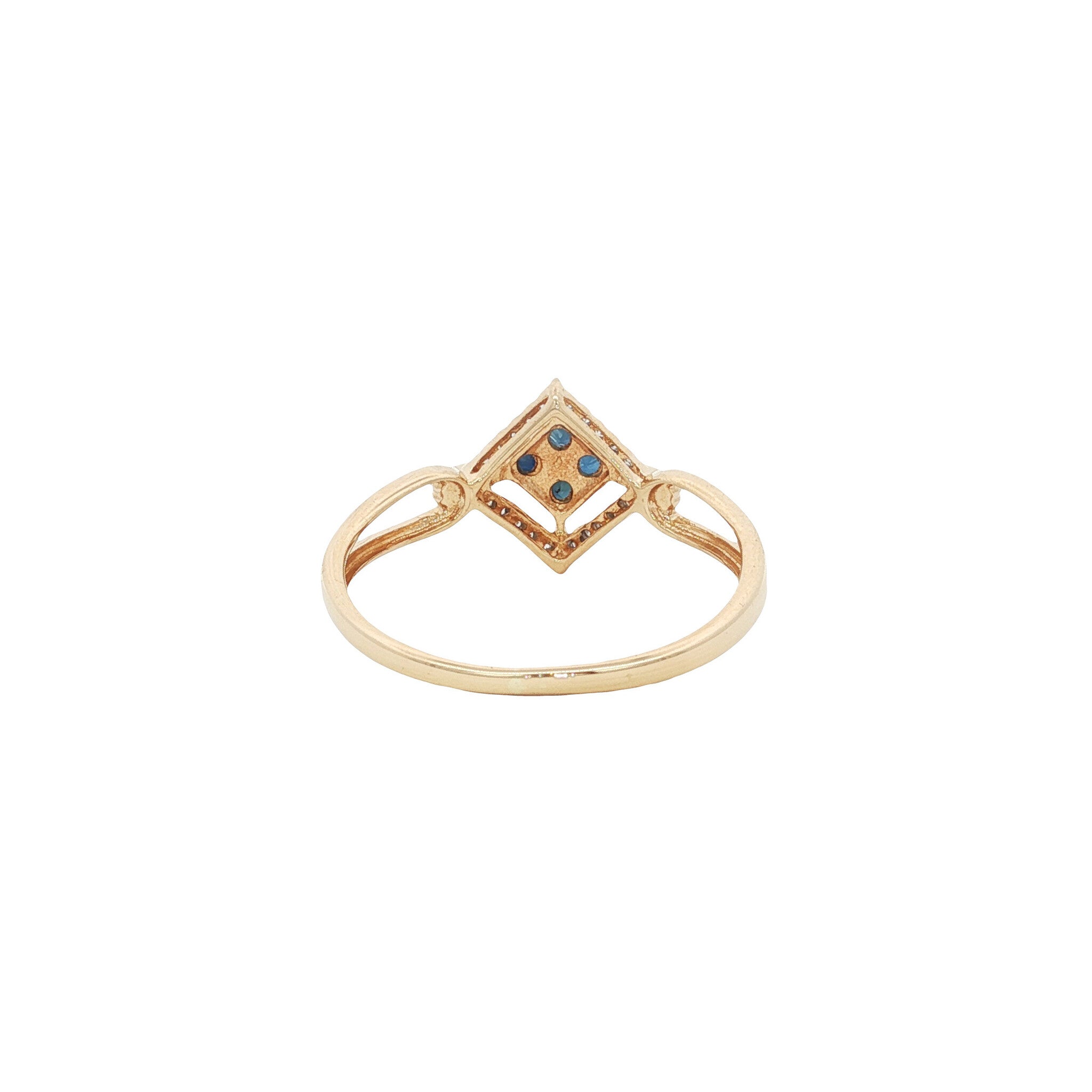 Gouden vintage ring met saffier en diamant 14 kt