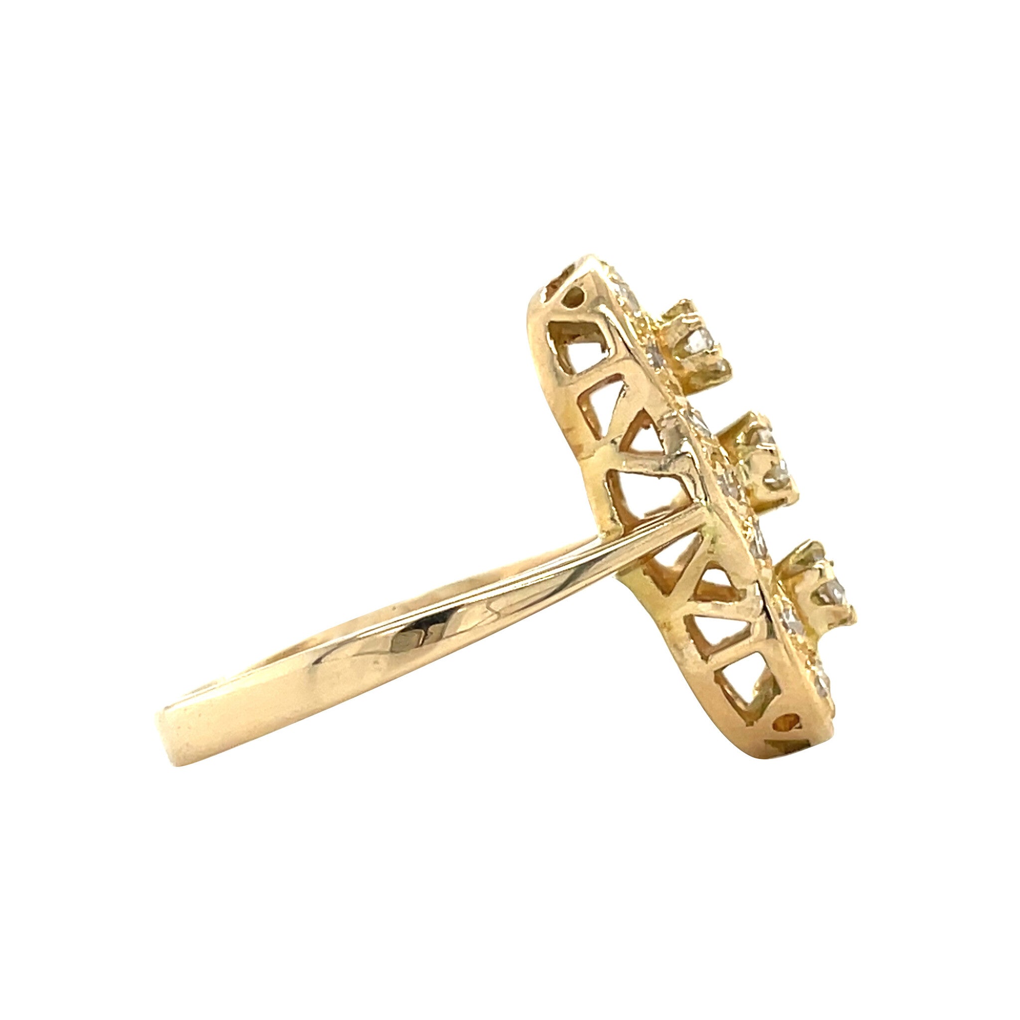 Gouden vintage prinsessen ring met diamant 14 kt