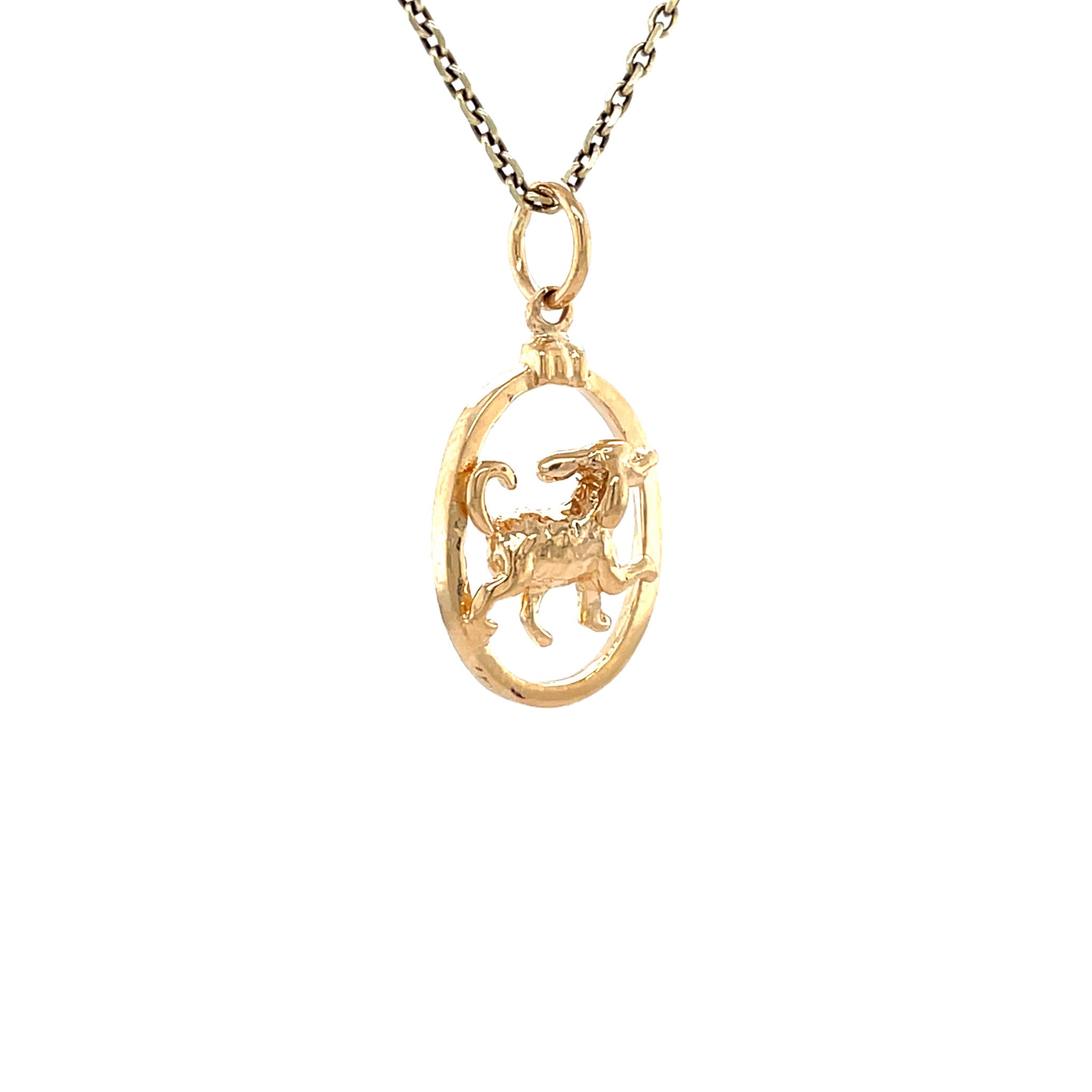 Gold vintage dog pendant 18 kt