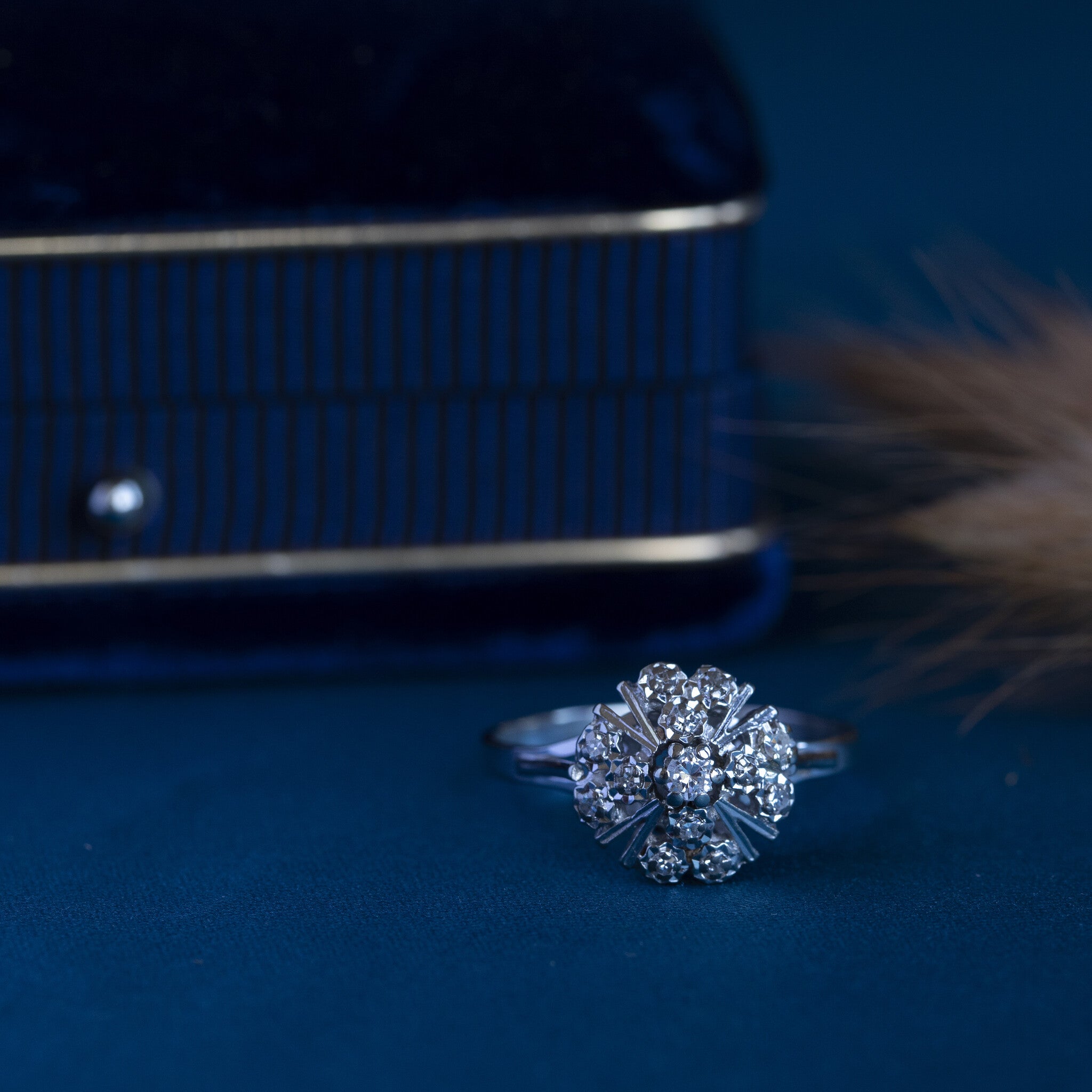 Witgouden entourage ring met diamant 14 krt