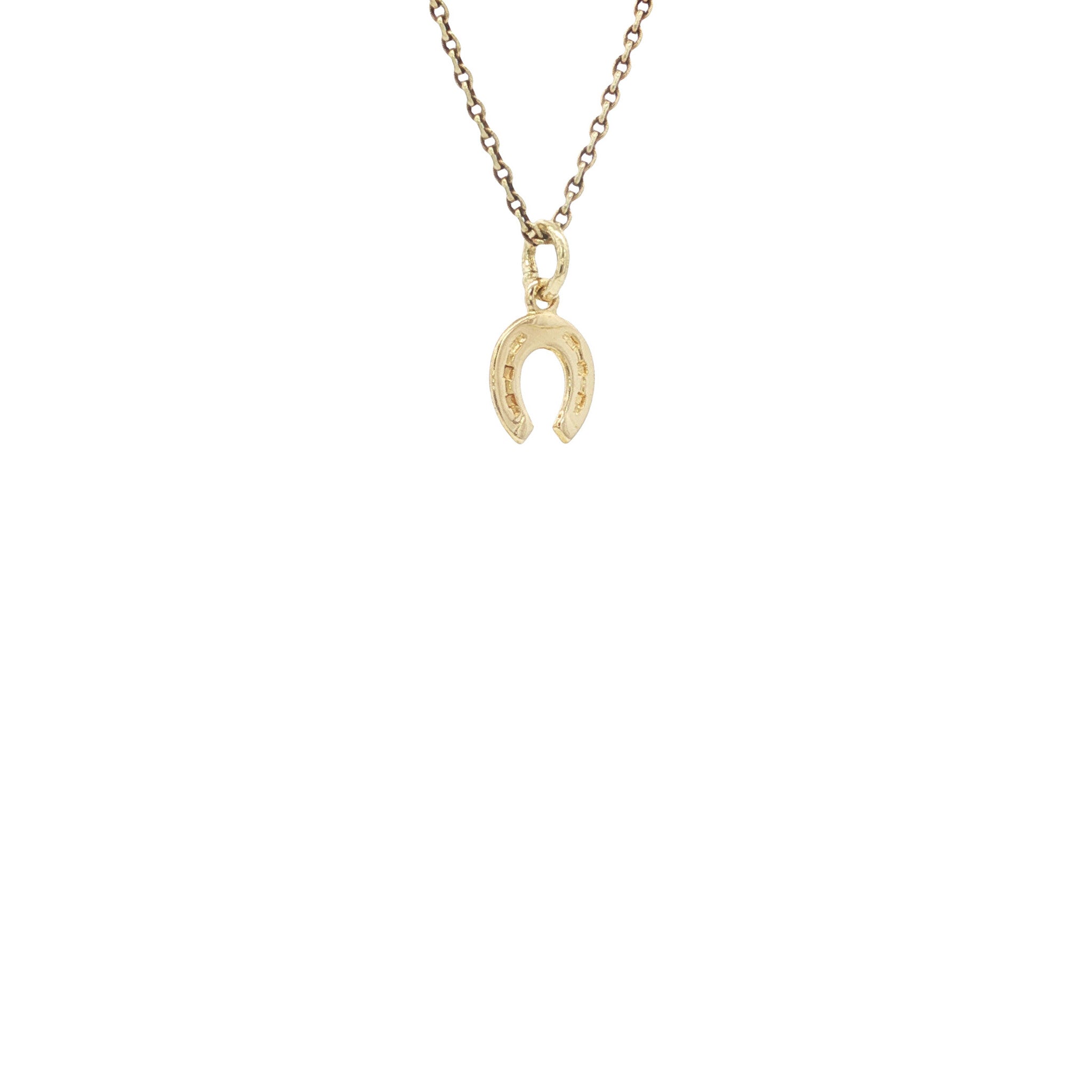 Gouden vintage hoefijzer hanger 14 kt