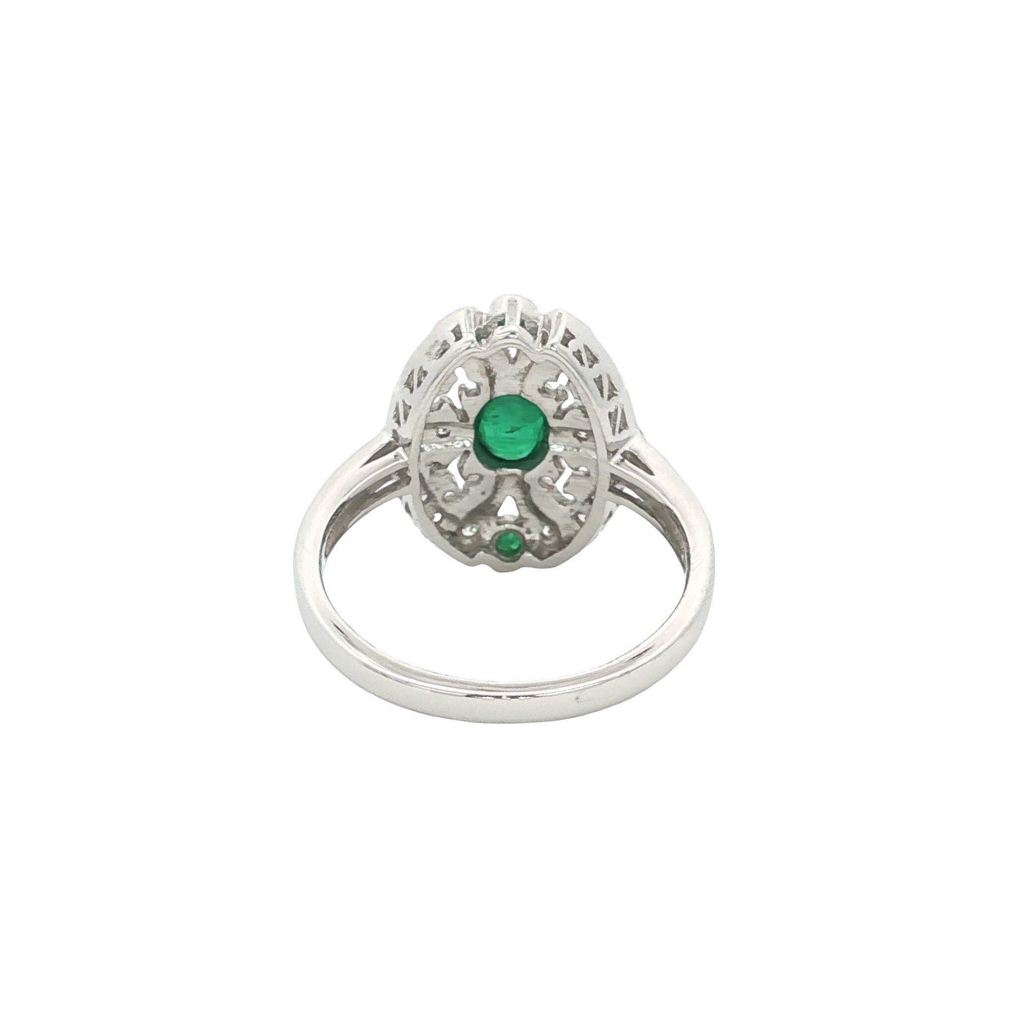 Gold ring with emerald and diamond 14 kt