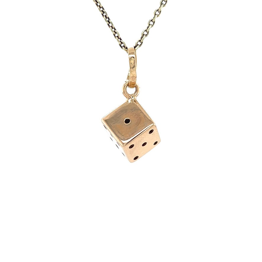 Vintage 18 kt rose-gold dice pendant