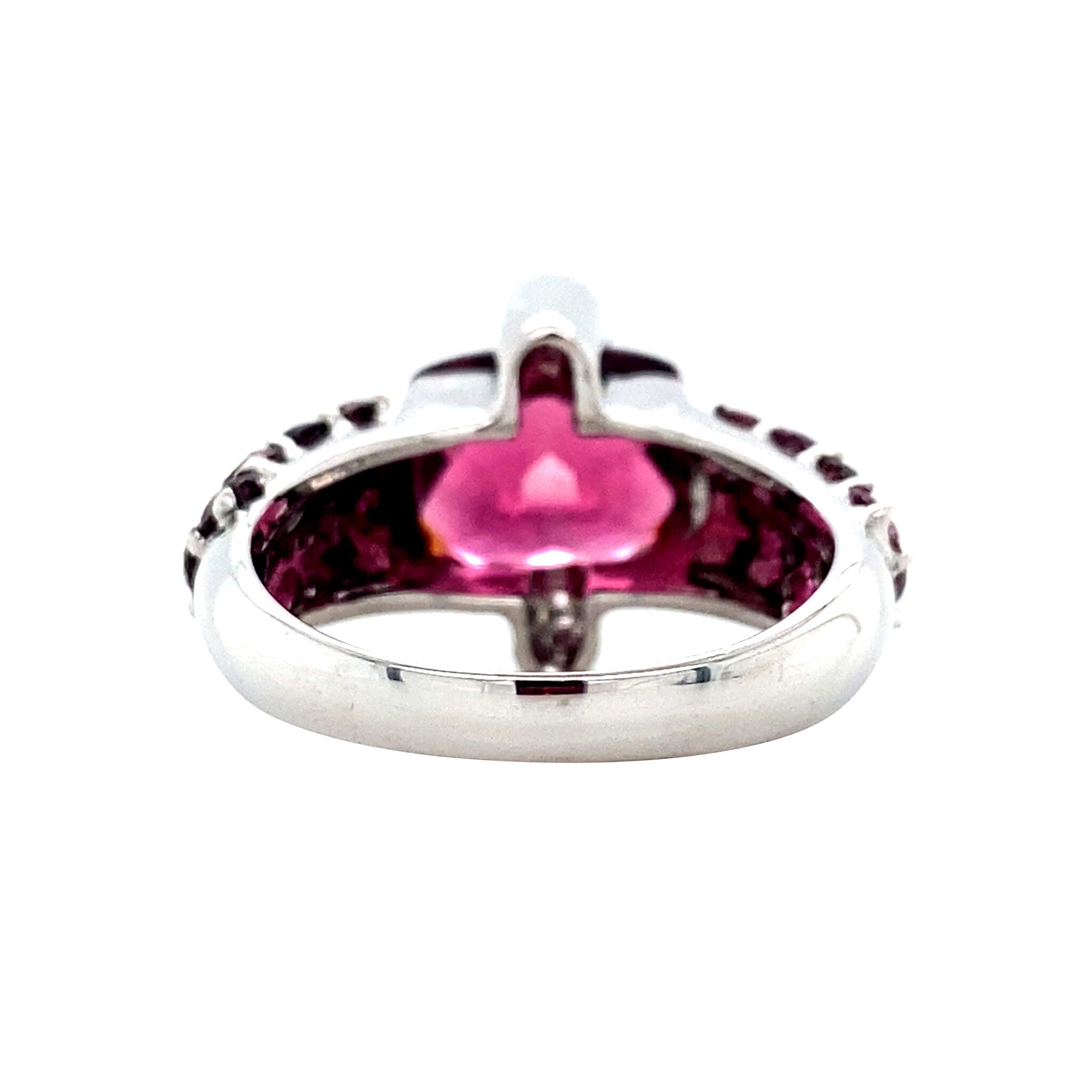 Witgouden vintage ring met toermalijn en diamant 18 krt