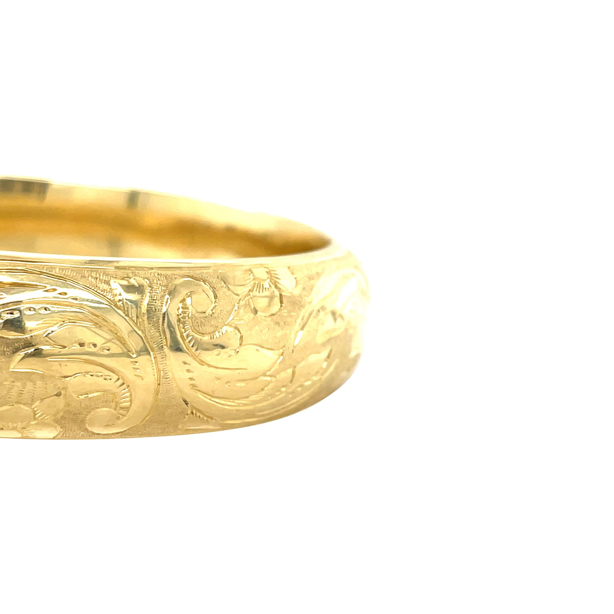 Gouden vintage bangle met gravure 14 krt
