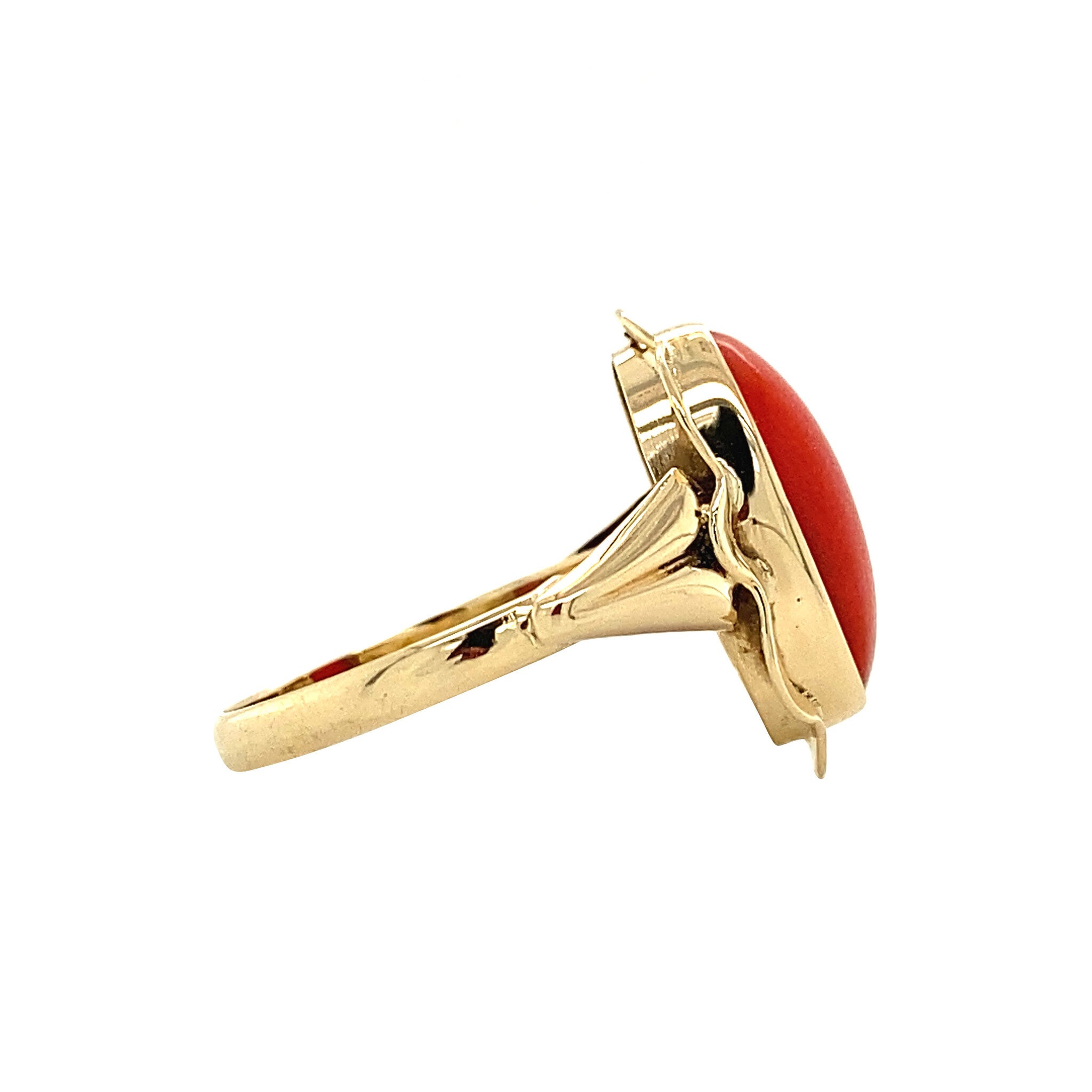 Gold ring with blood coral 14 krt