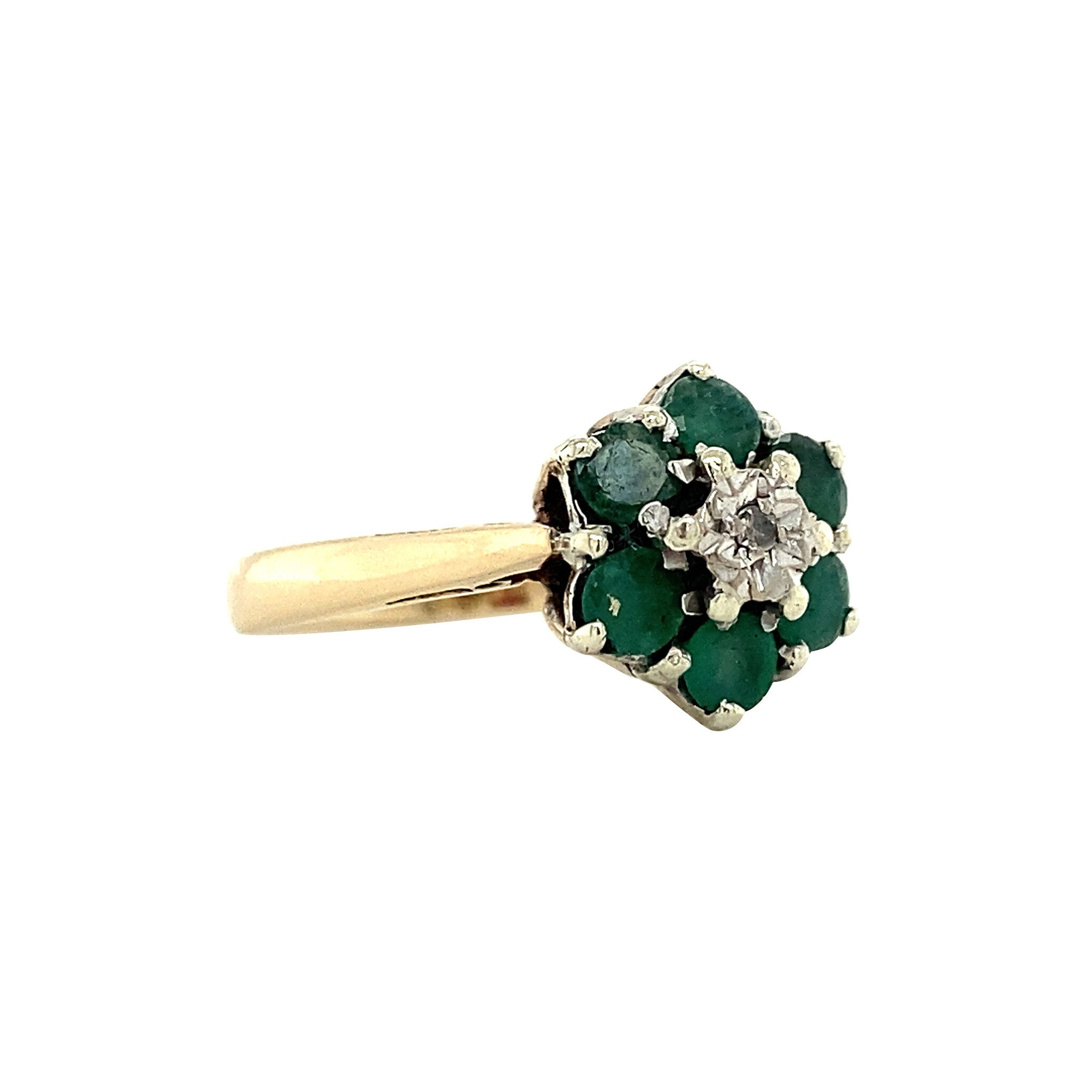 Entourage ring with emerald and diamond 9 krt
