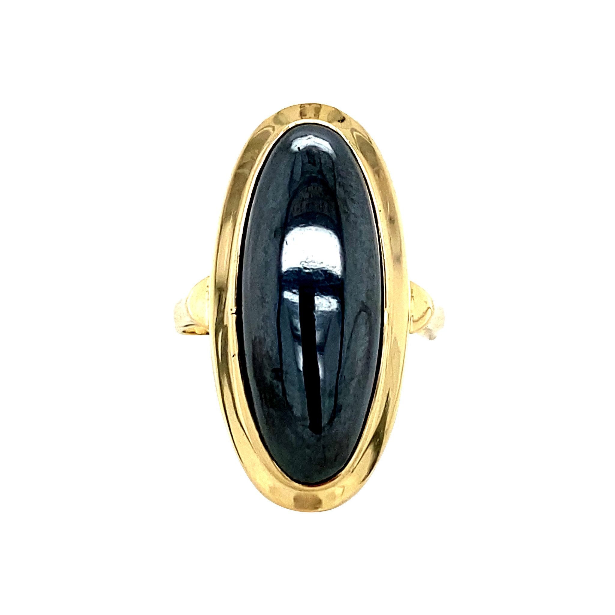 Gold ring with hematite, 14 kt