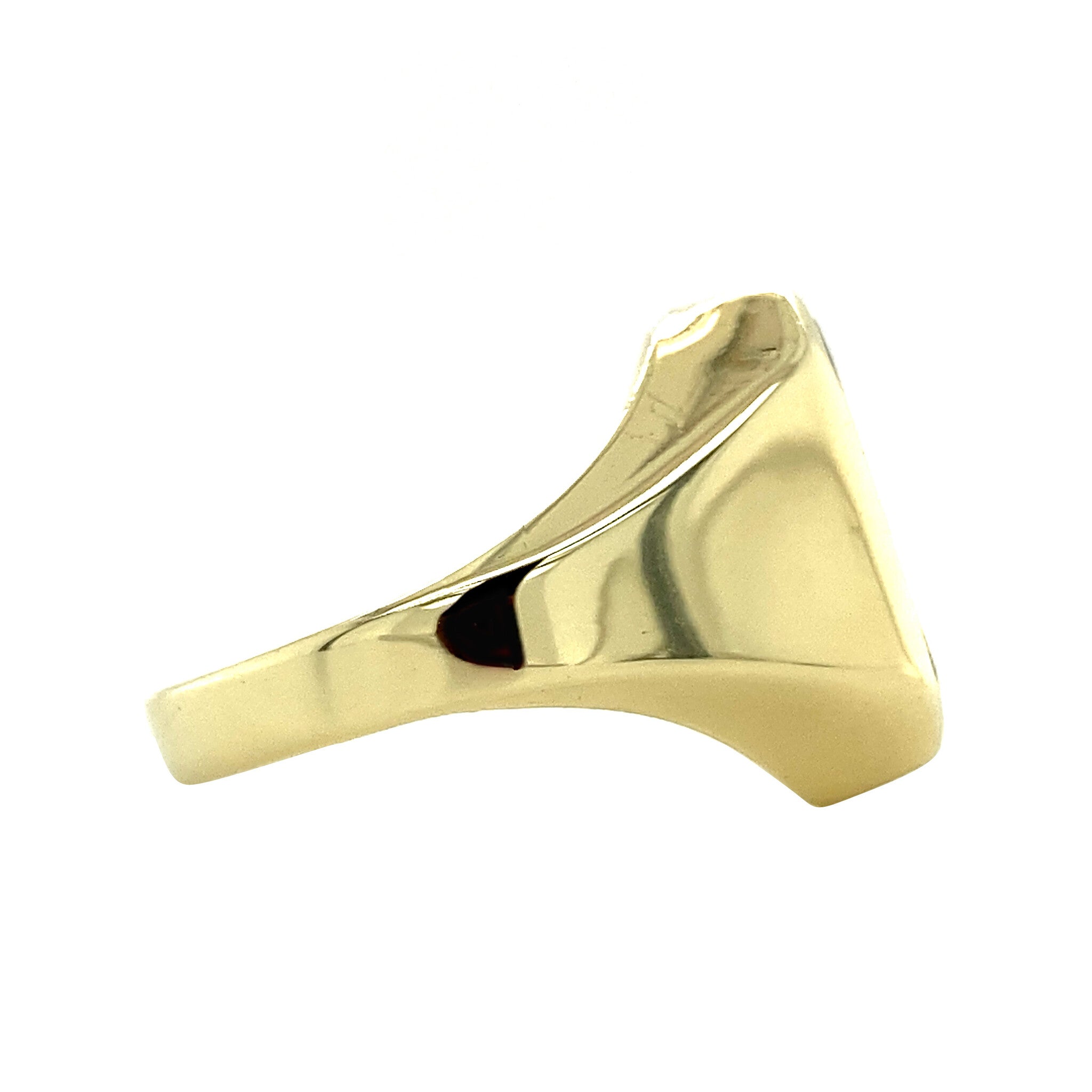 Gouden zegelring met blauwe laagsteen 14 krt