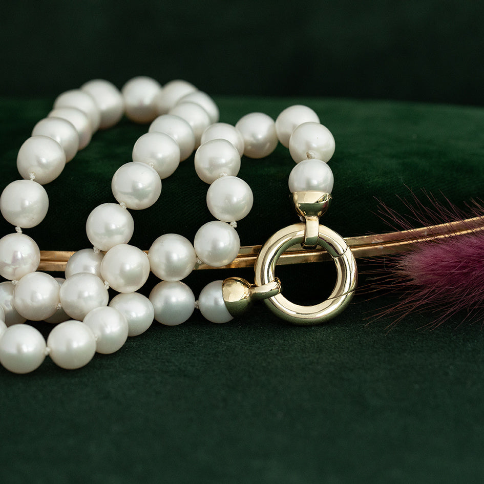 Vintage parel collier met gouden sluiting 14 krt