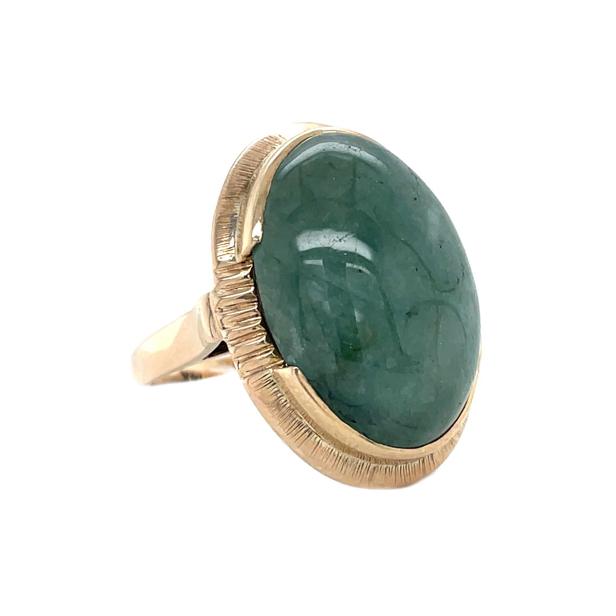 Vintage ring met jade 10 kt