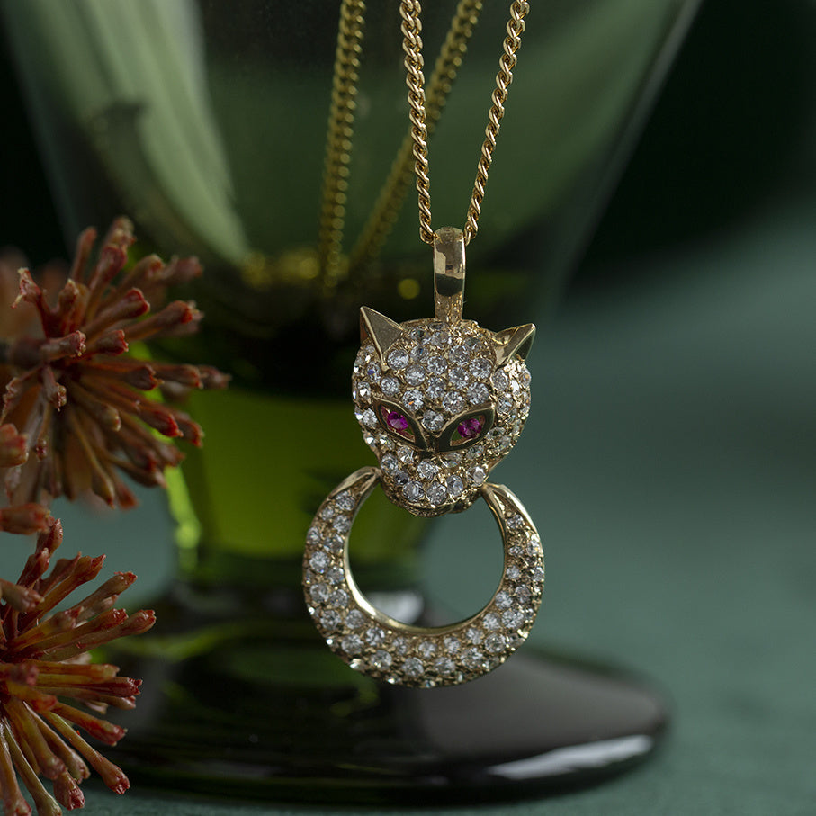 Panther pendant with zirconia 12 kt
