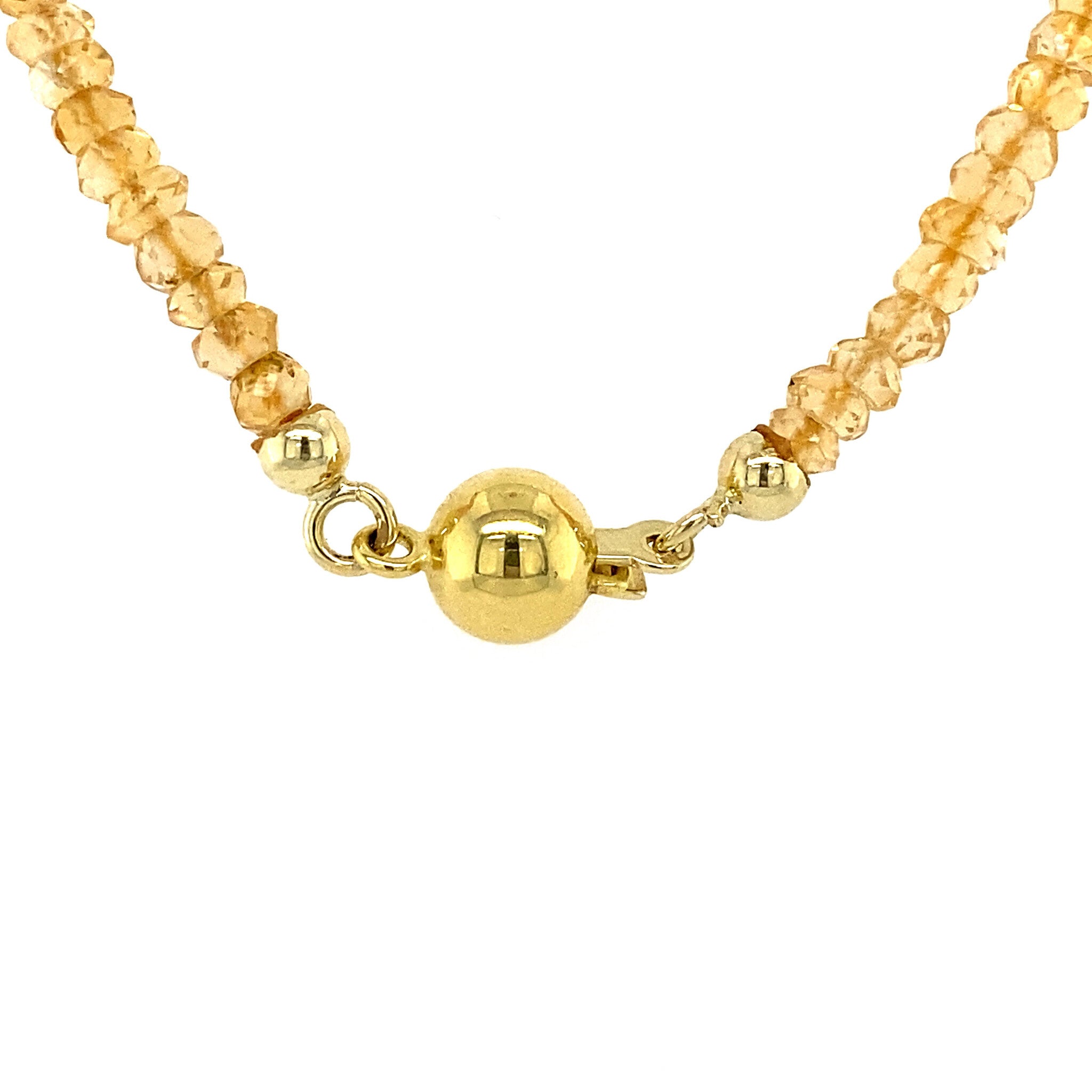 Citrien coller met gouden bolsluiting 14 krt