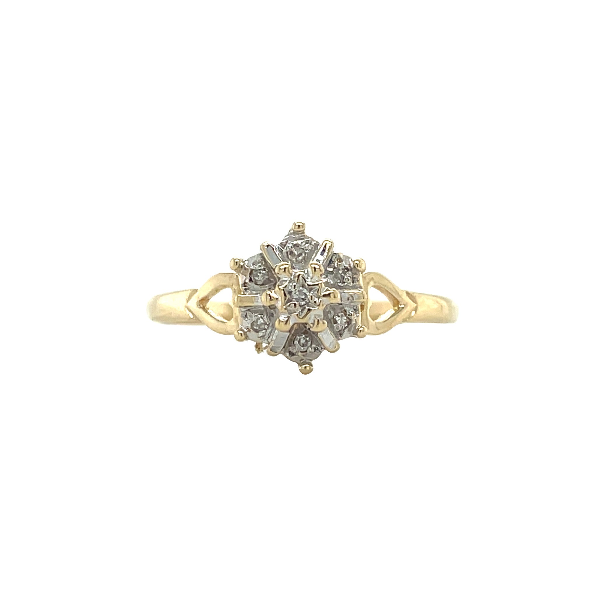 Vintage gold cluster ring with diamond, 14 kt