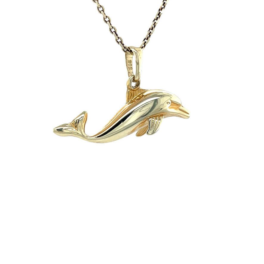 Gold dolphin pendant 14 kt
