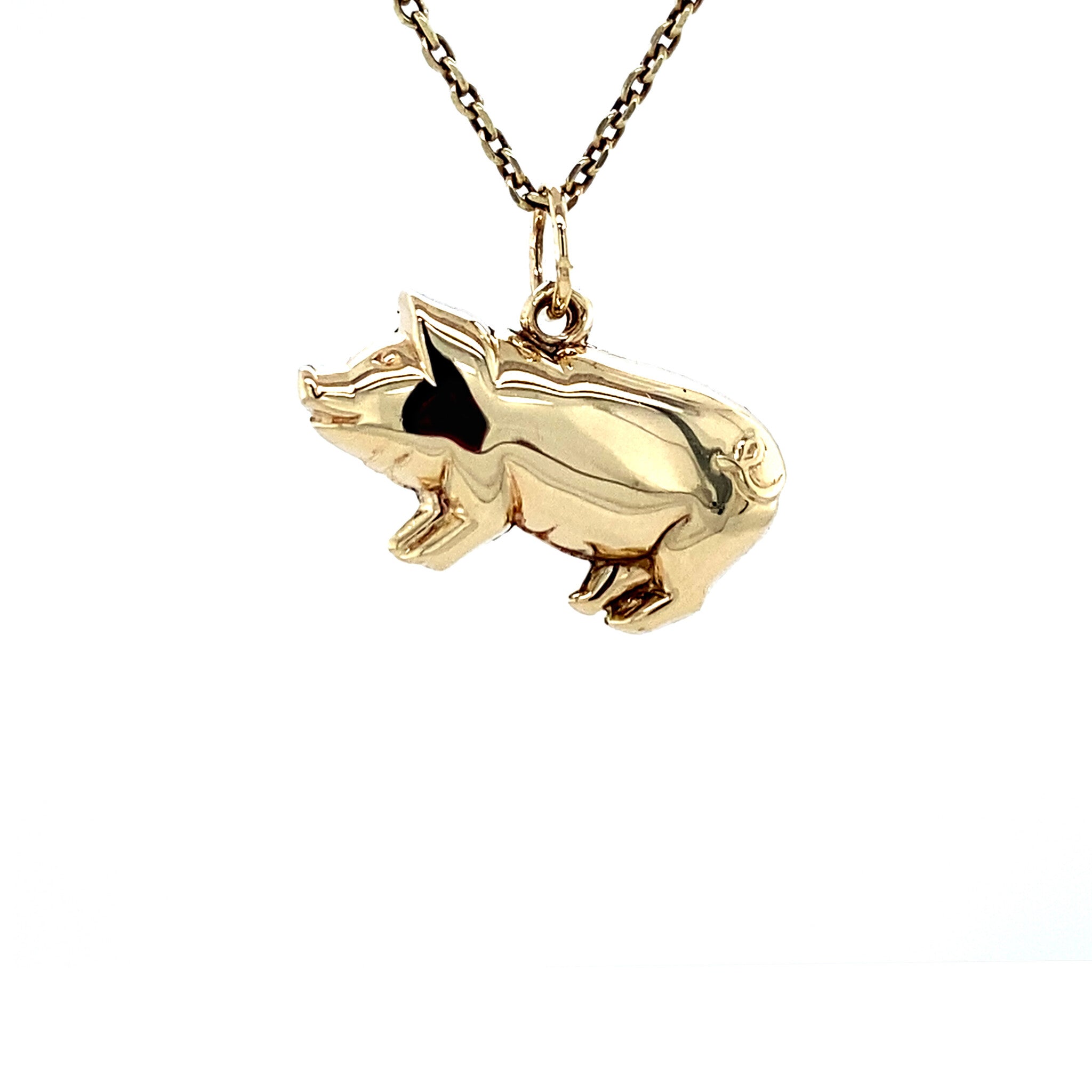 14 kt gold pig pendant