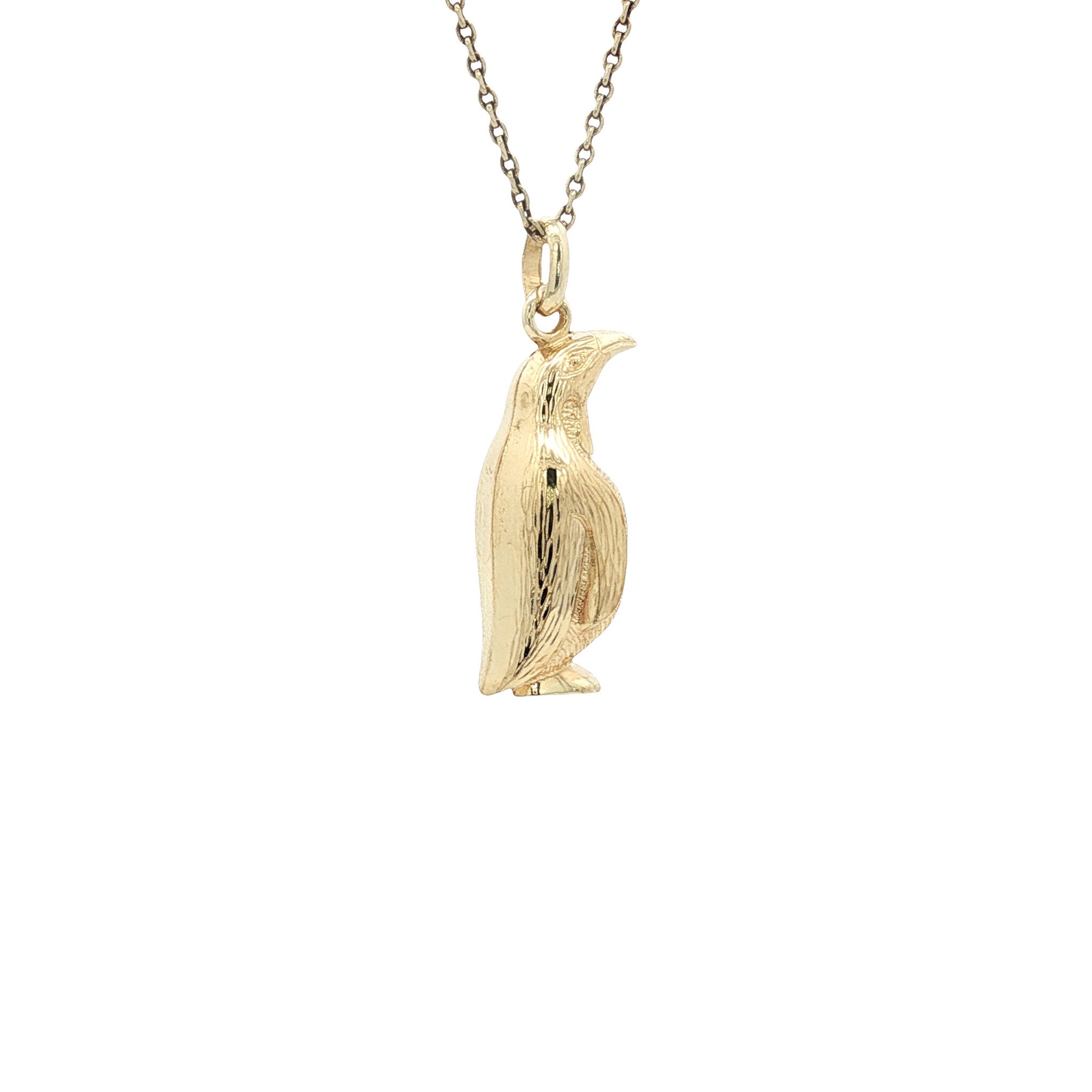 Vintage gold penguin pendant, 14 kt