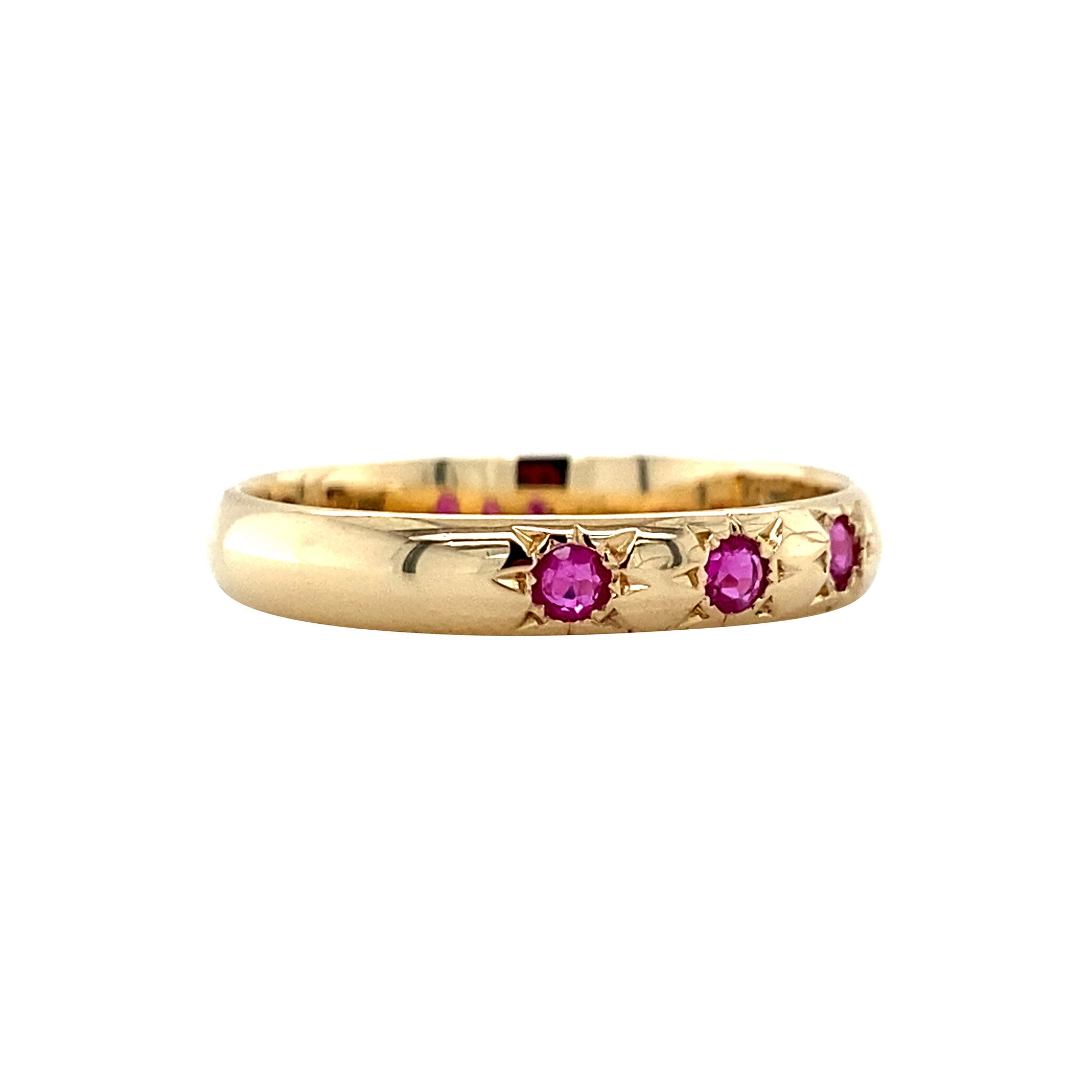 Gouden vintage ring met robijn 14 krt