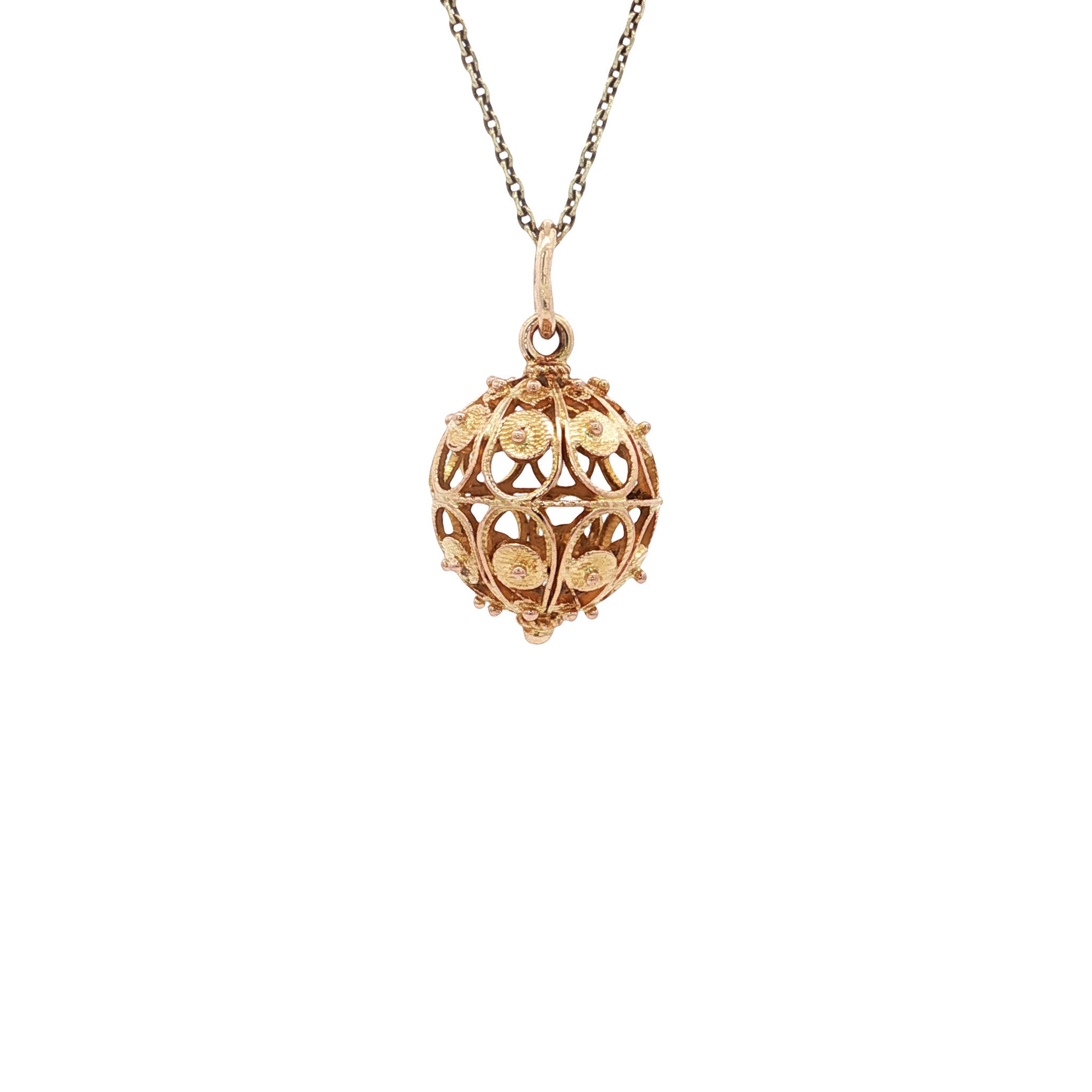 Gouden vintage filigraan hanger 14 kt