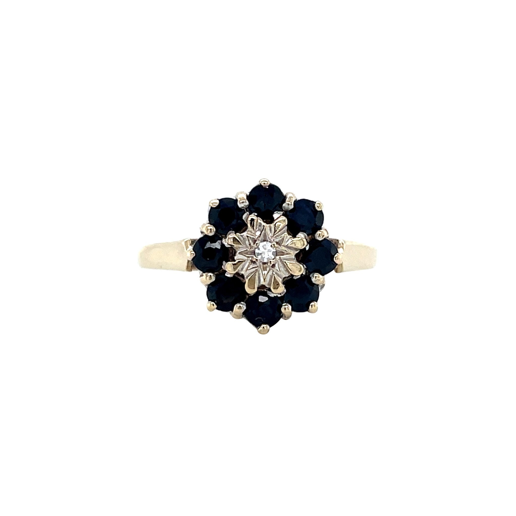 Entourage ring with sapphire and diamond 9 ct