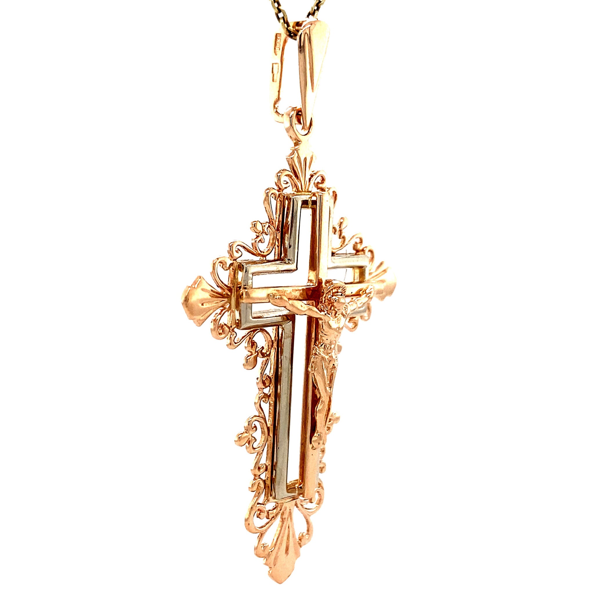 Rose-gold cross pendant 14 kt