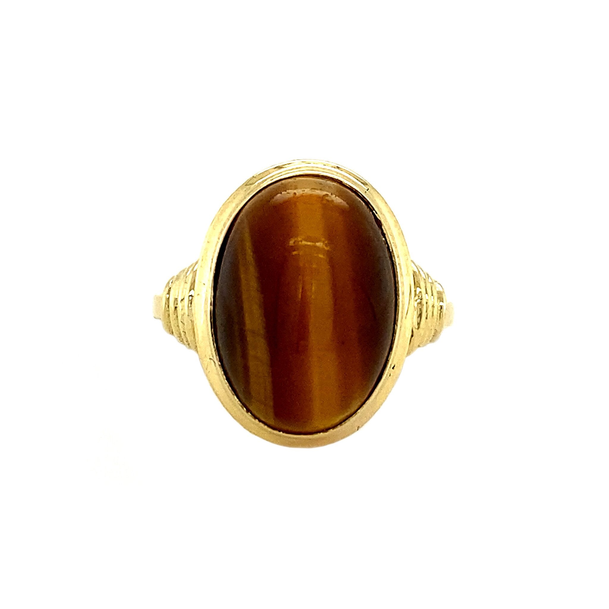 Gouden ring met tijgeroog 18 krt