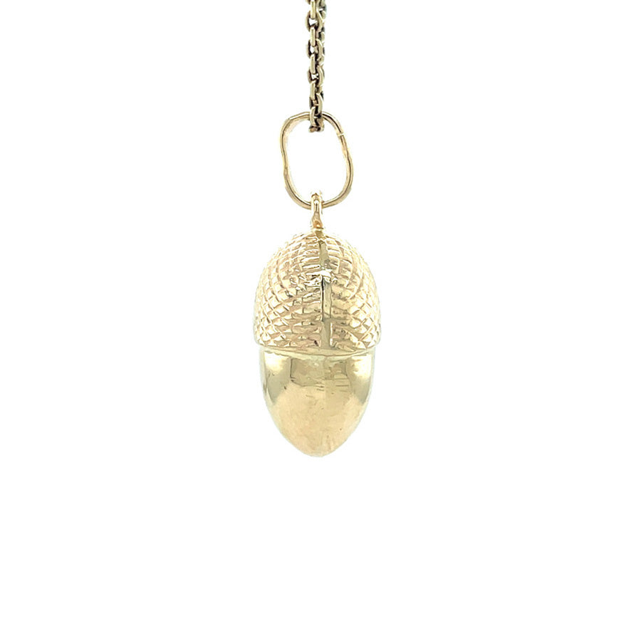 Gouden vintage eikel hanger 14 kt