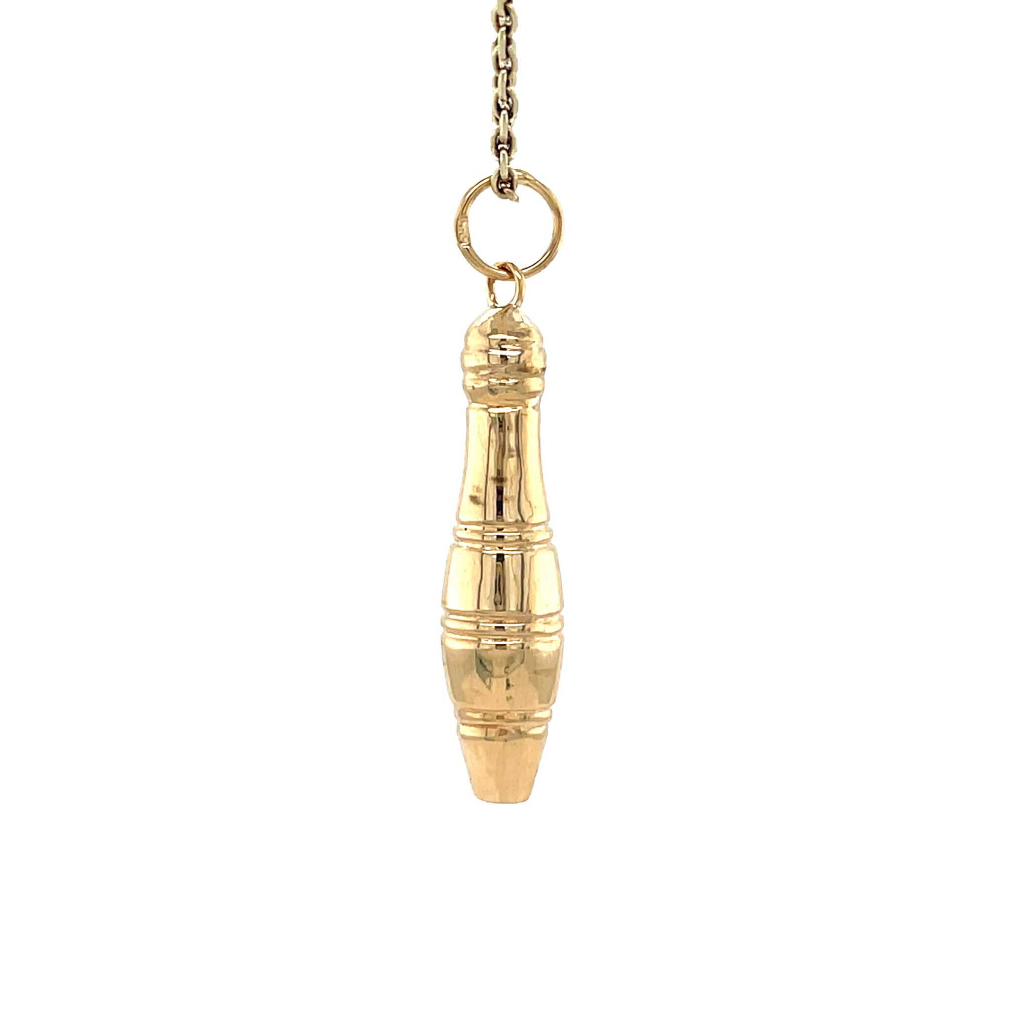 Gouden vintage bowling kegel hanger 14 krt