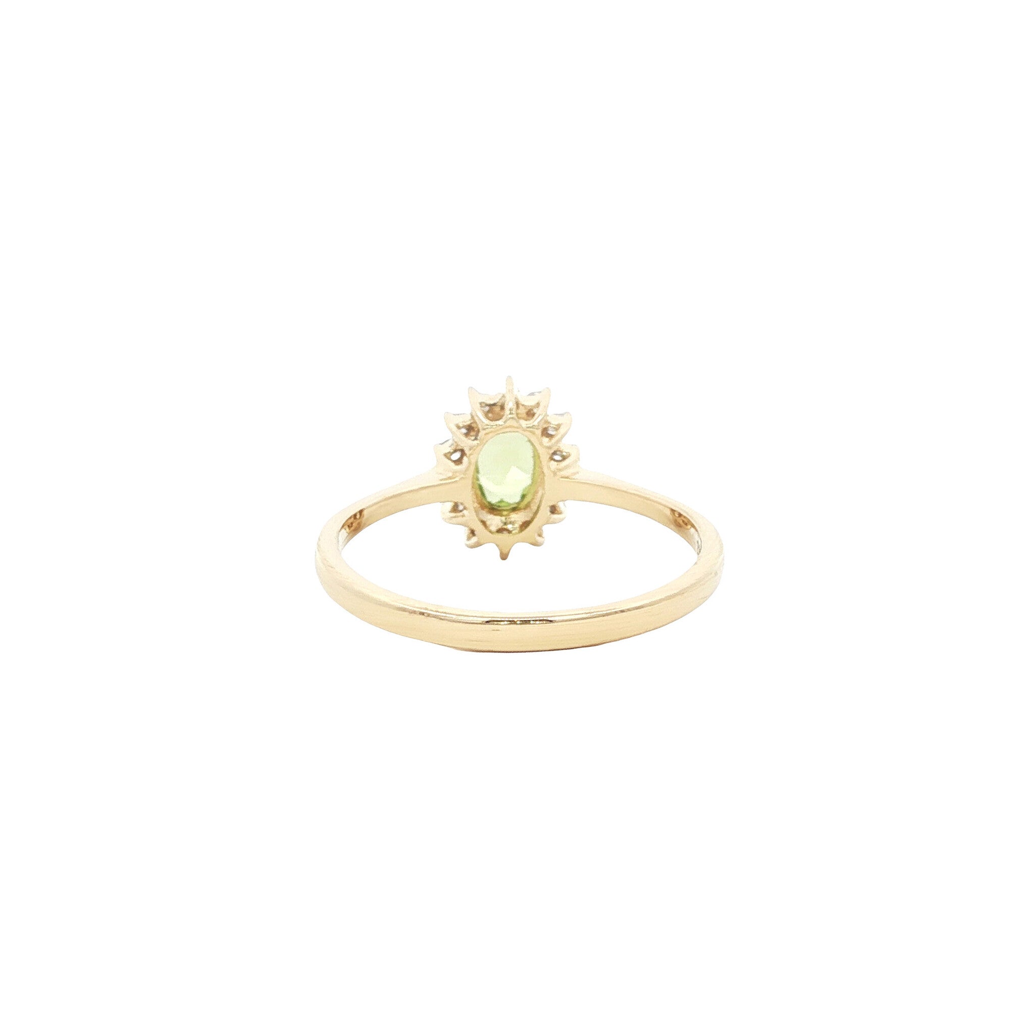 Peridot and diamond ring, 9 kt