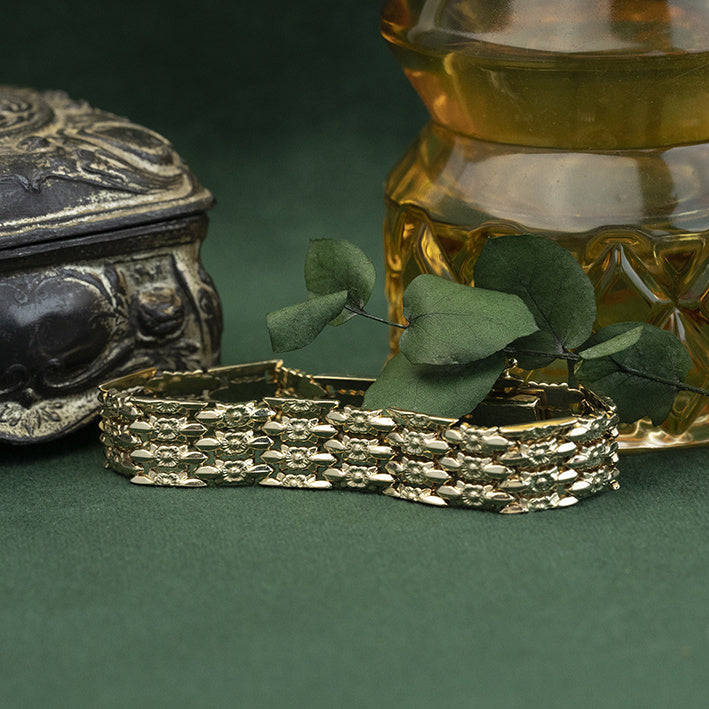 Gouden vintage fantasie armband 14 krt