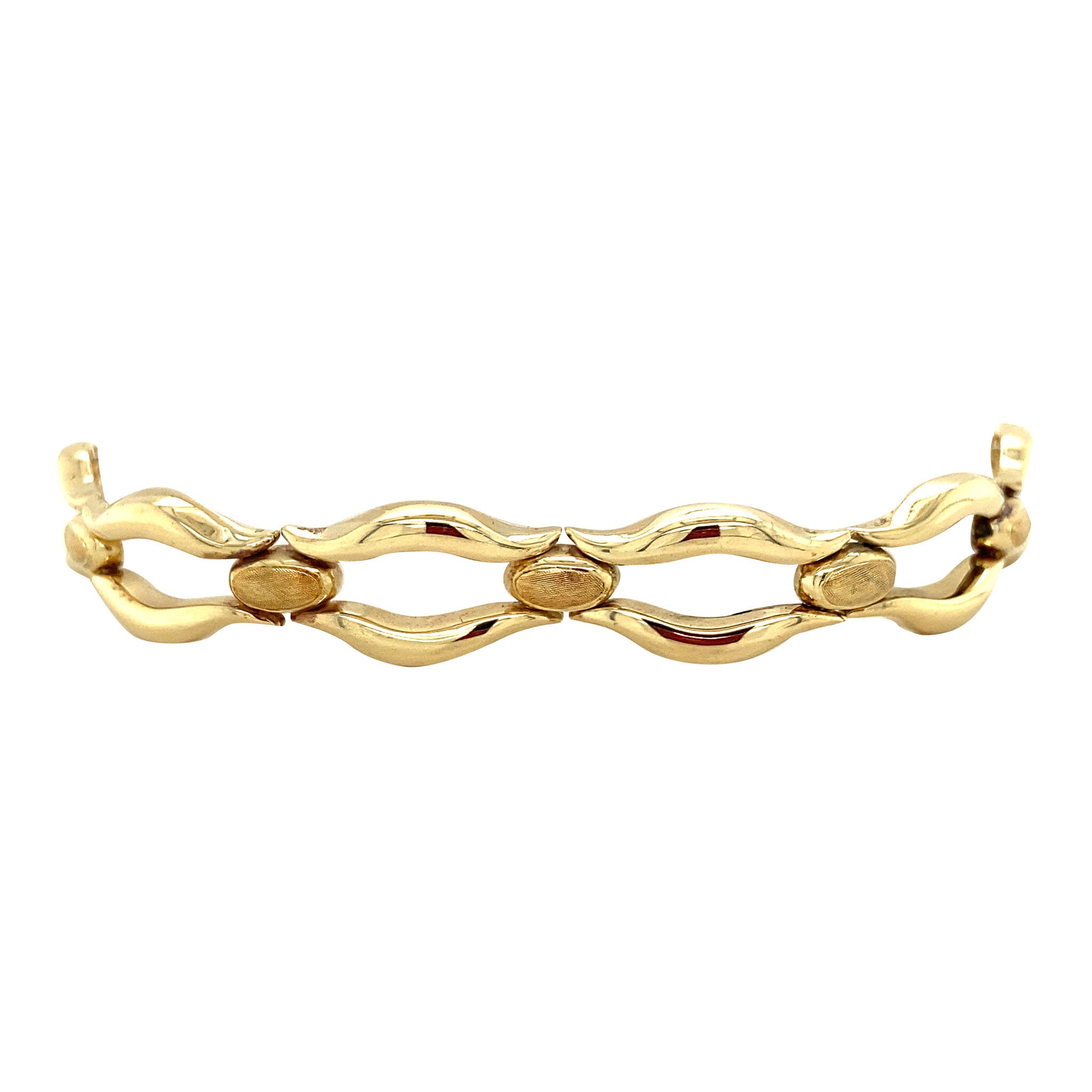 Gouden vintage fantasie bangle 19 cm 14 krt