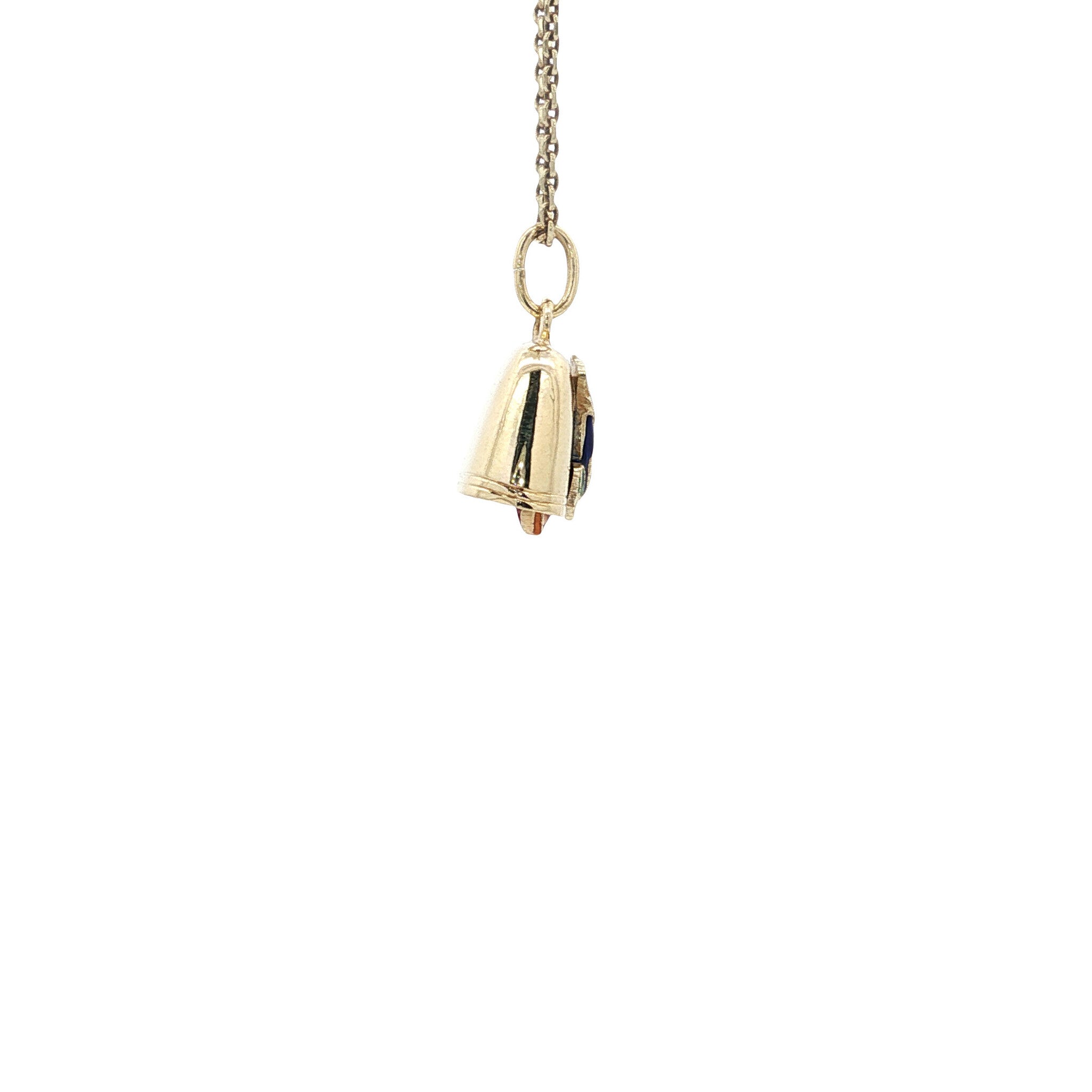 Gouden vintage bel hanger met emaille 14 kt