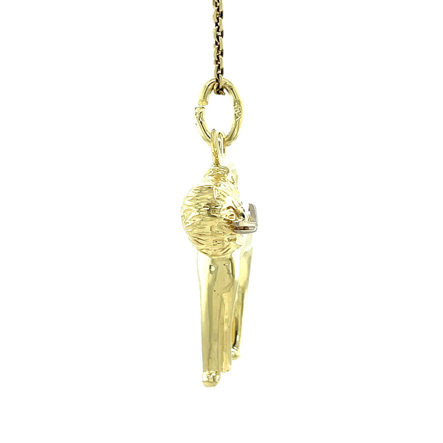 Gold vintage cat pendant 14 kt