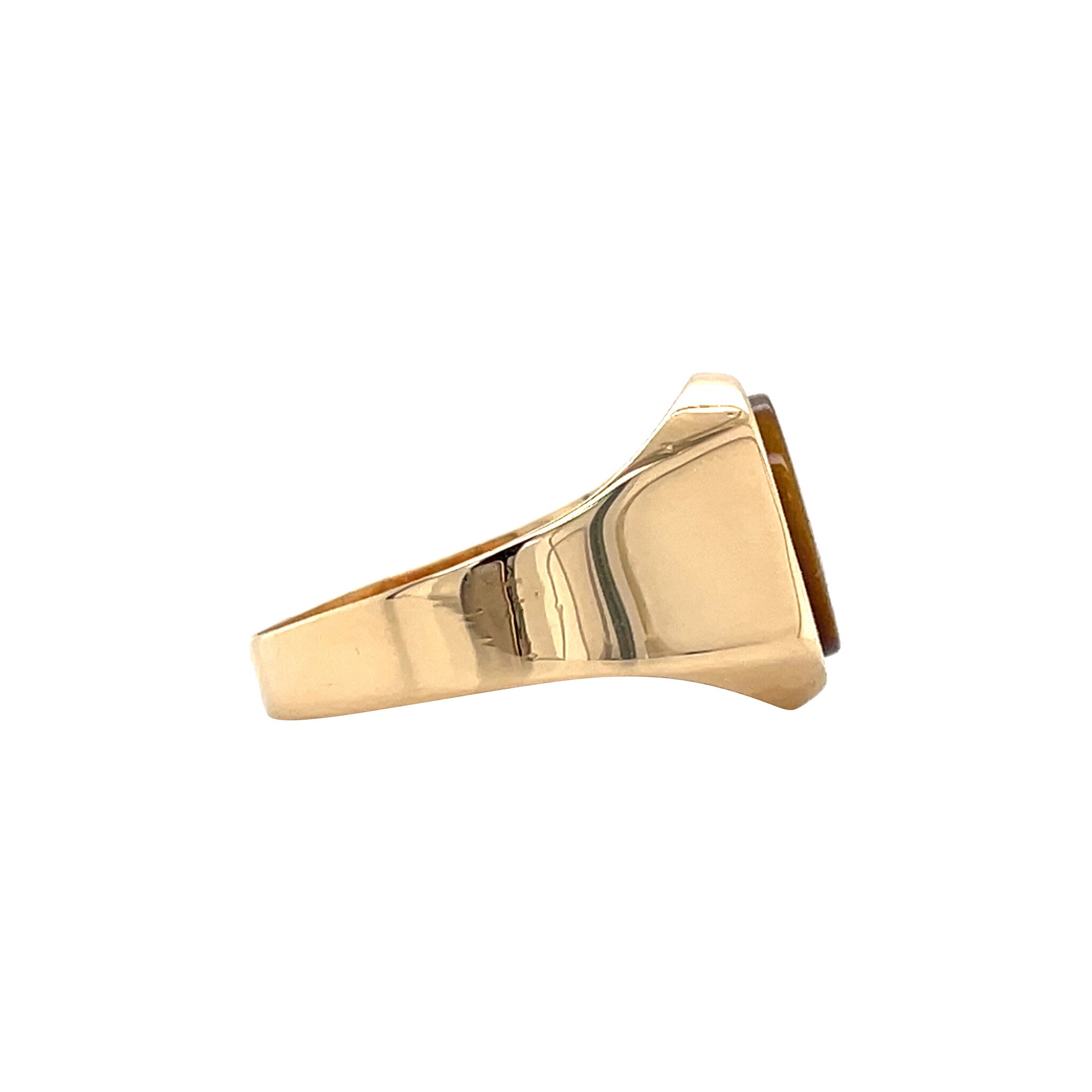 Gold vintage signet ring with tiger's eye 14 kt
