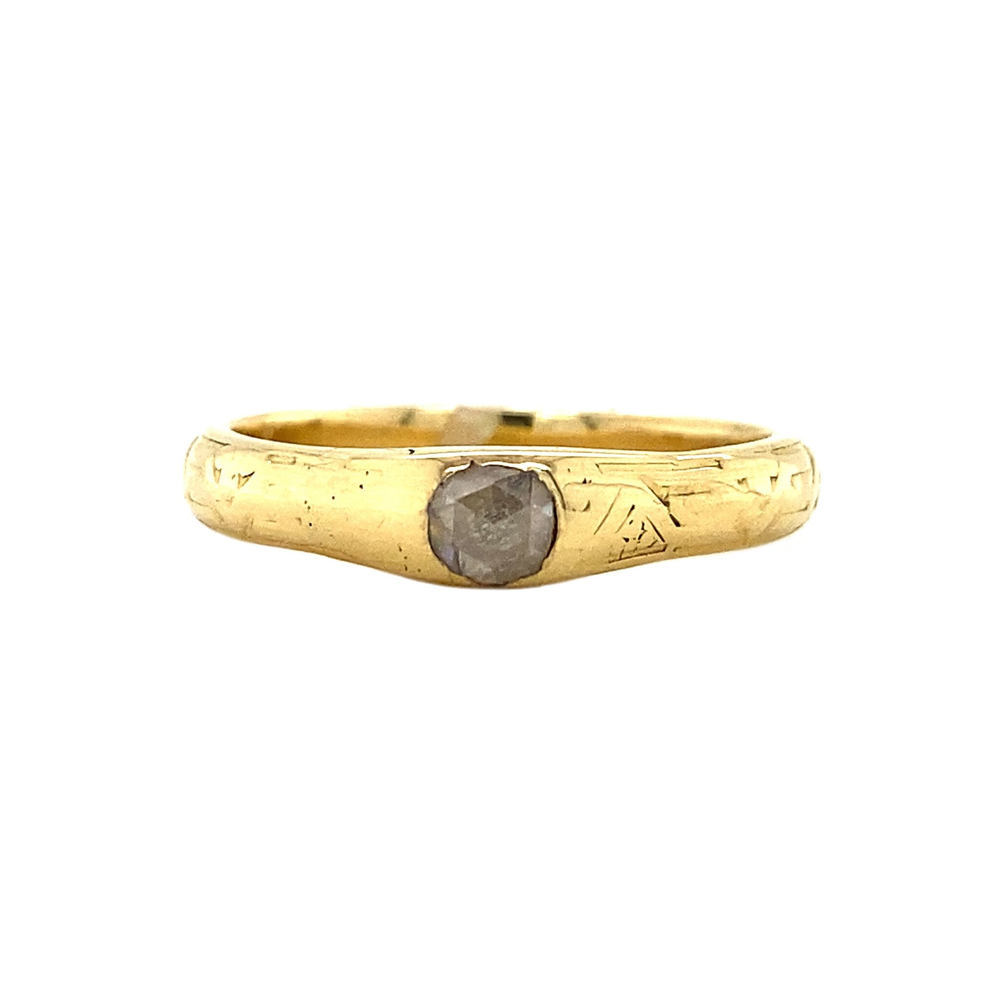 14 kt gold ring with rose-cut diamond