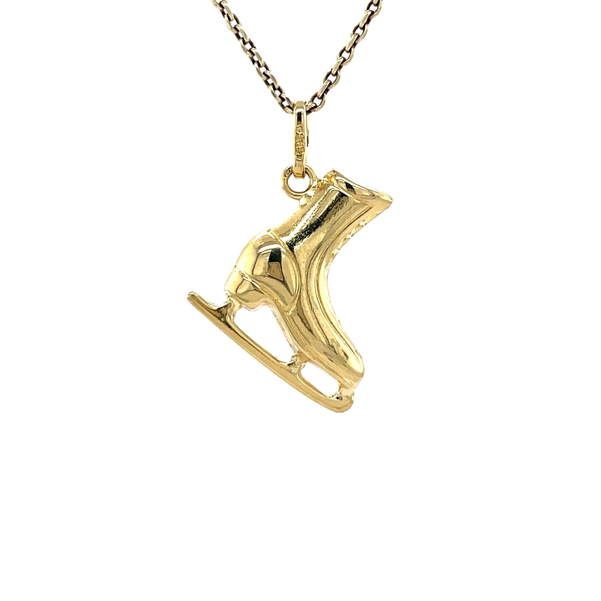 Gouden vintage schaats hanger 14 krt