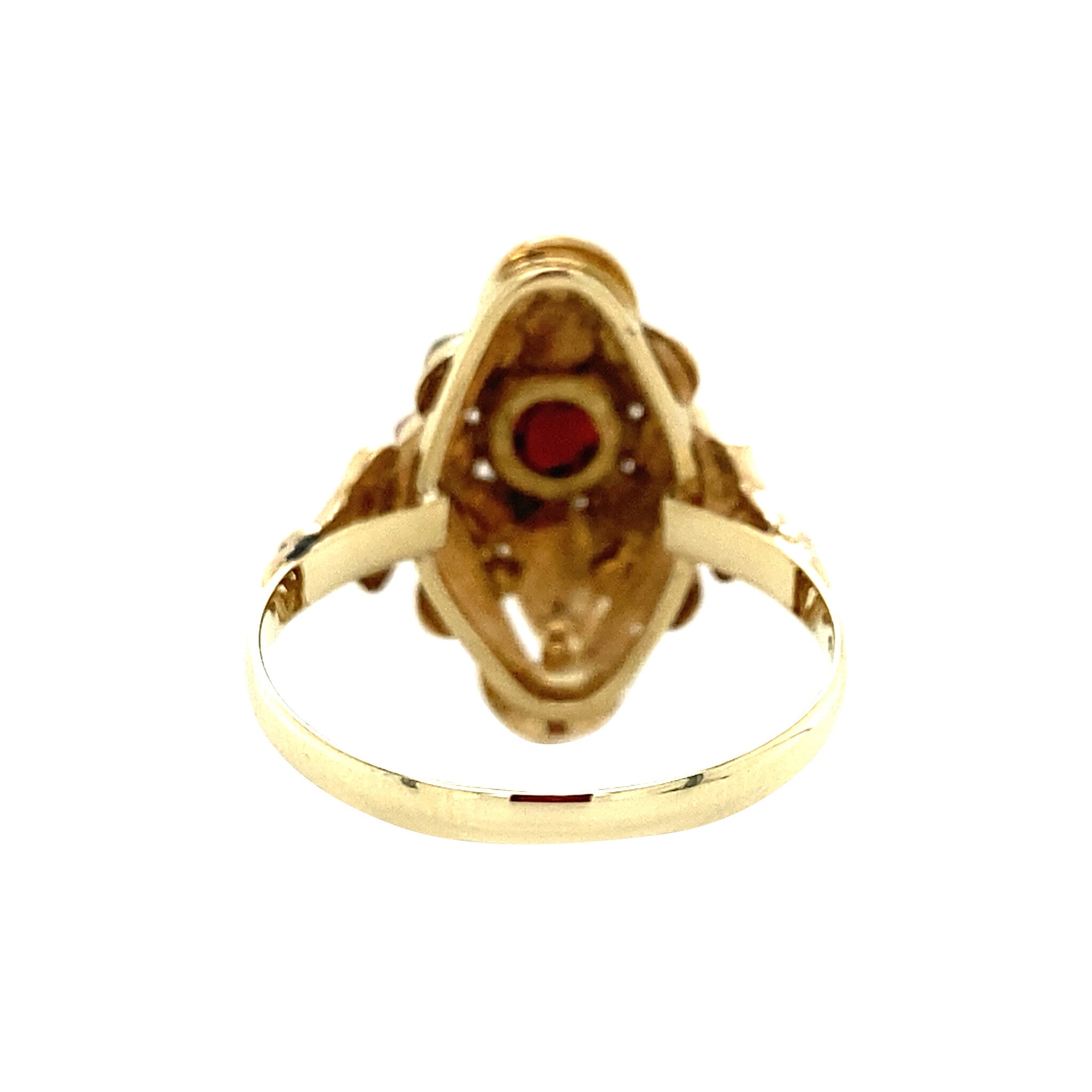 Gouden entourage ring met granaat 14 krt