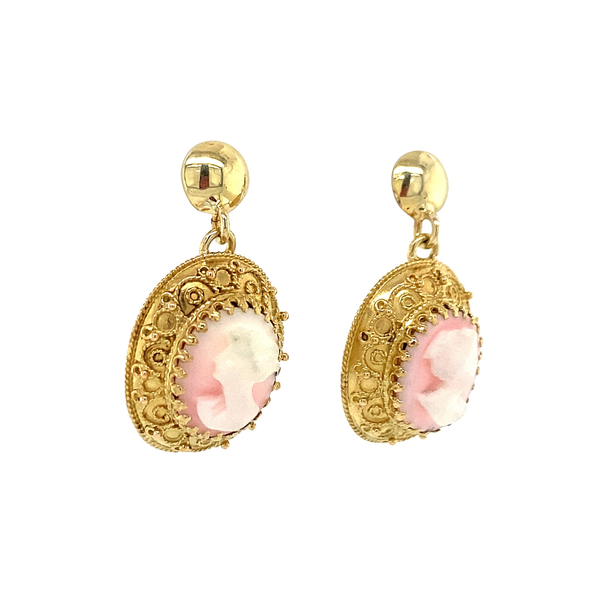 14 kt gold cameo earrings