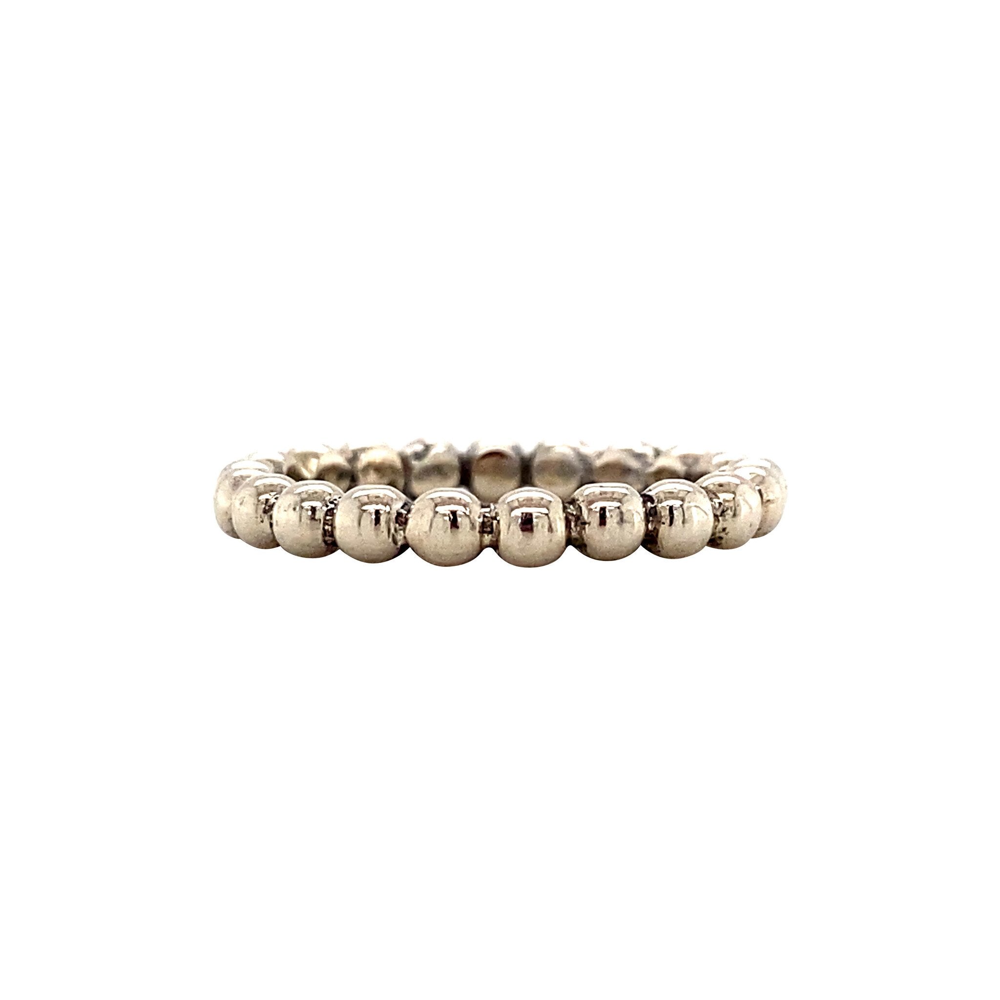 Witgouden vintage bolletjes aanschuif ring 14 krt