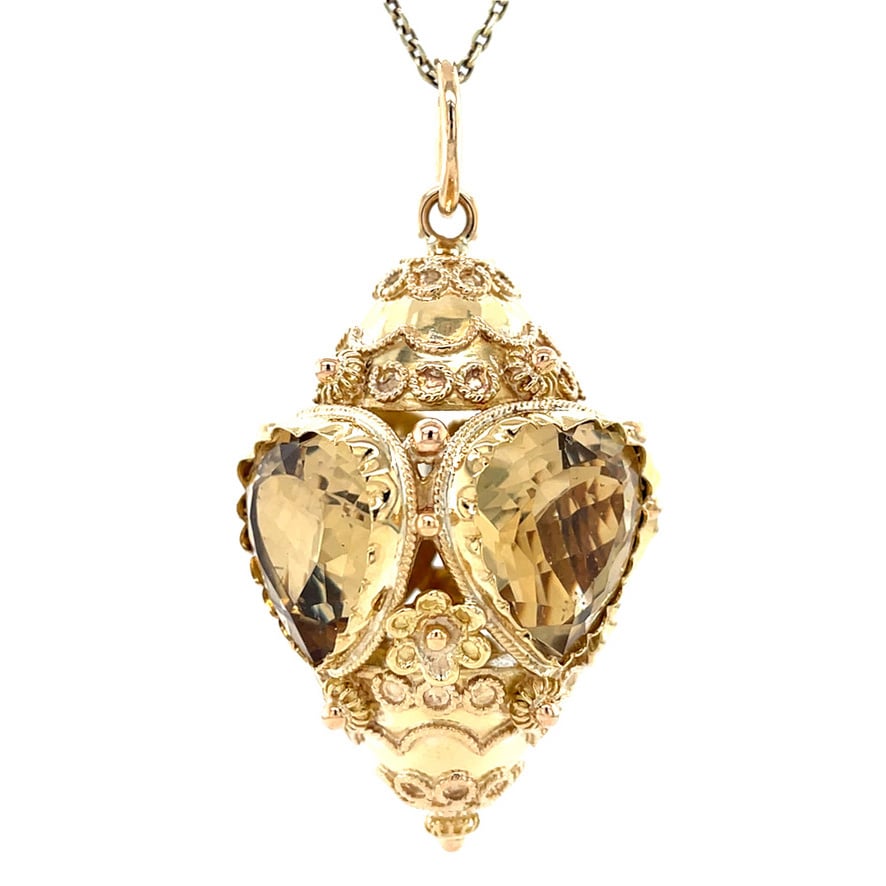 Gouden vintage hanger met citrien 18 krt