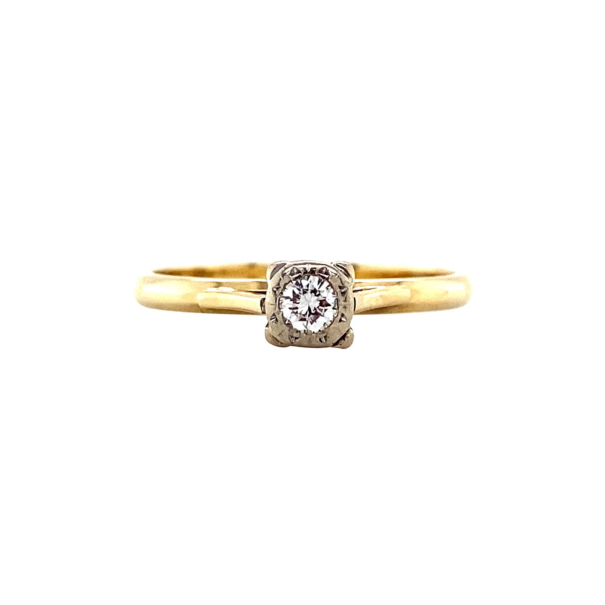 Gouden solitair ring met diamant 14 krt
