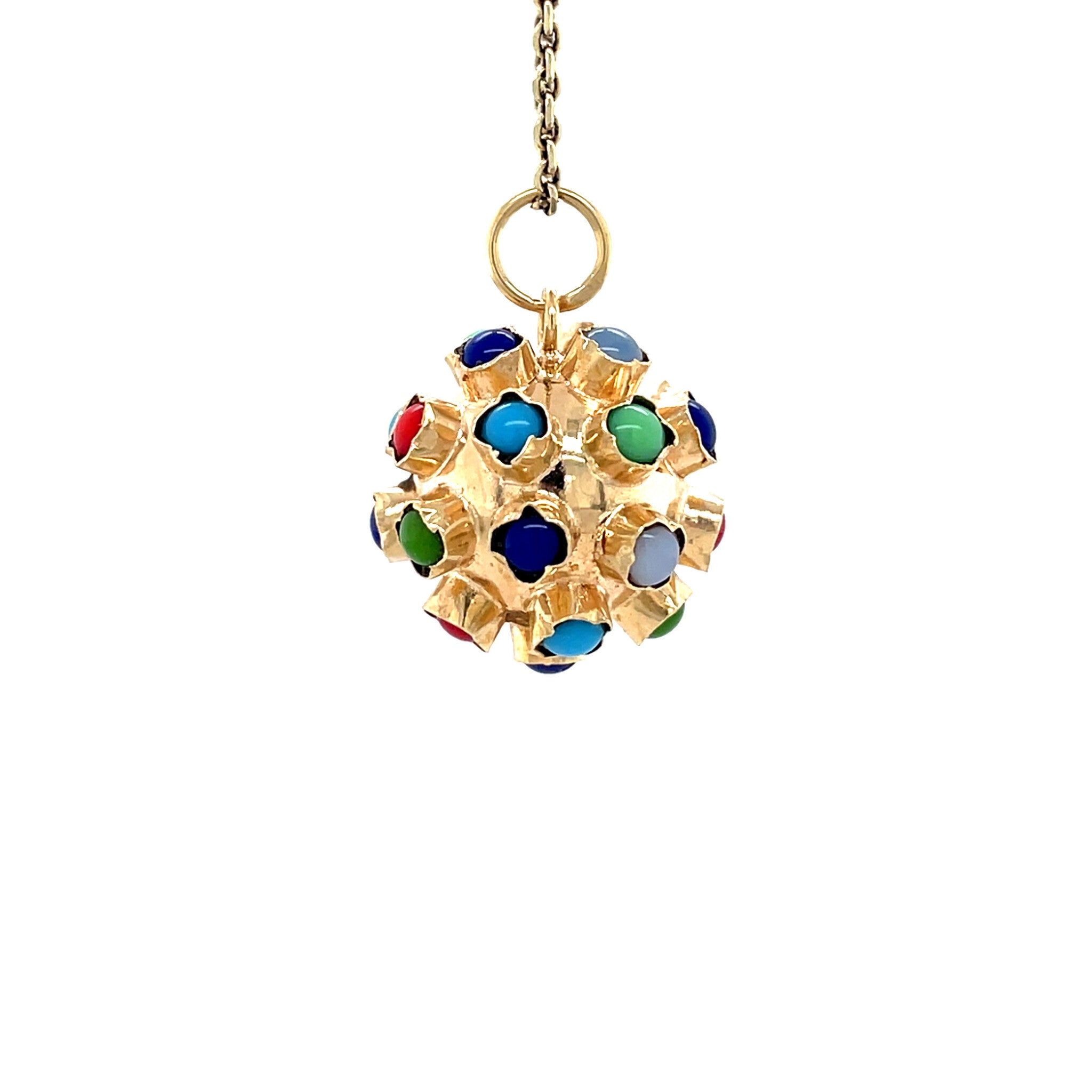 Vintage gold Sputnik pendant with colored stone, 14 kt