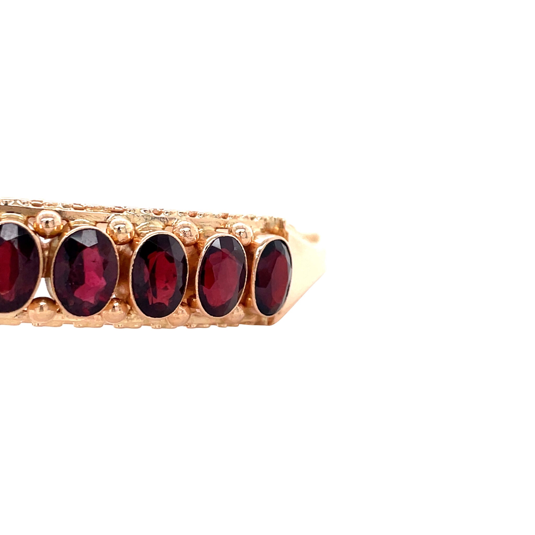 Rose-gold vintage bangle with garnet 14 kt