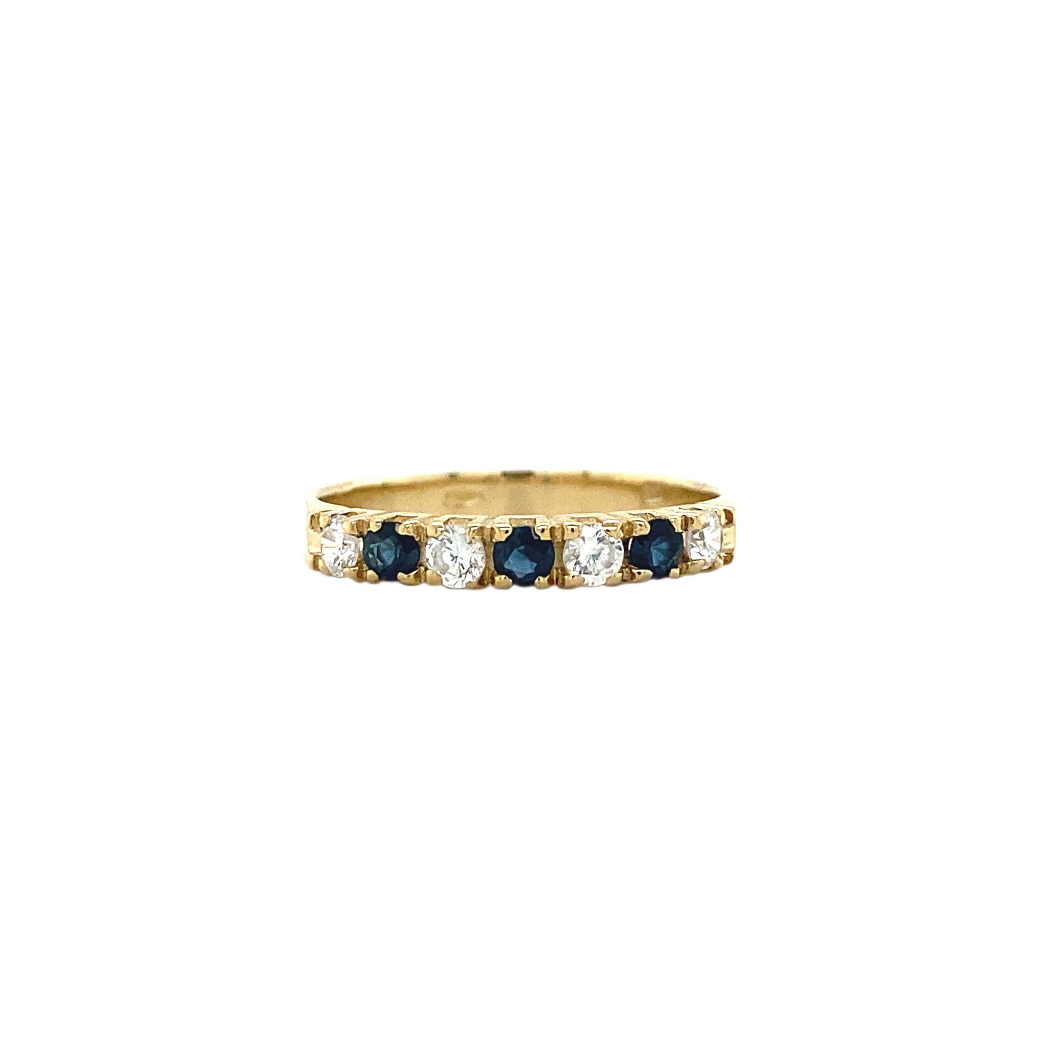 Gouden rijring met saffier en diamant 14 krt