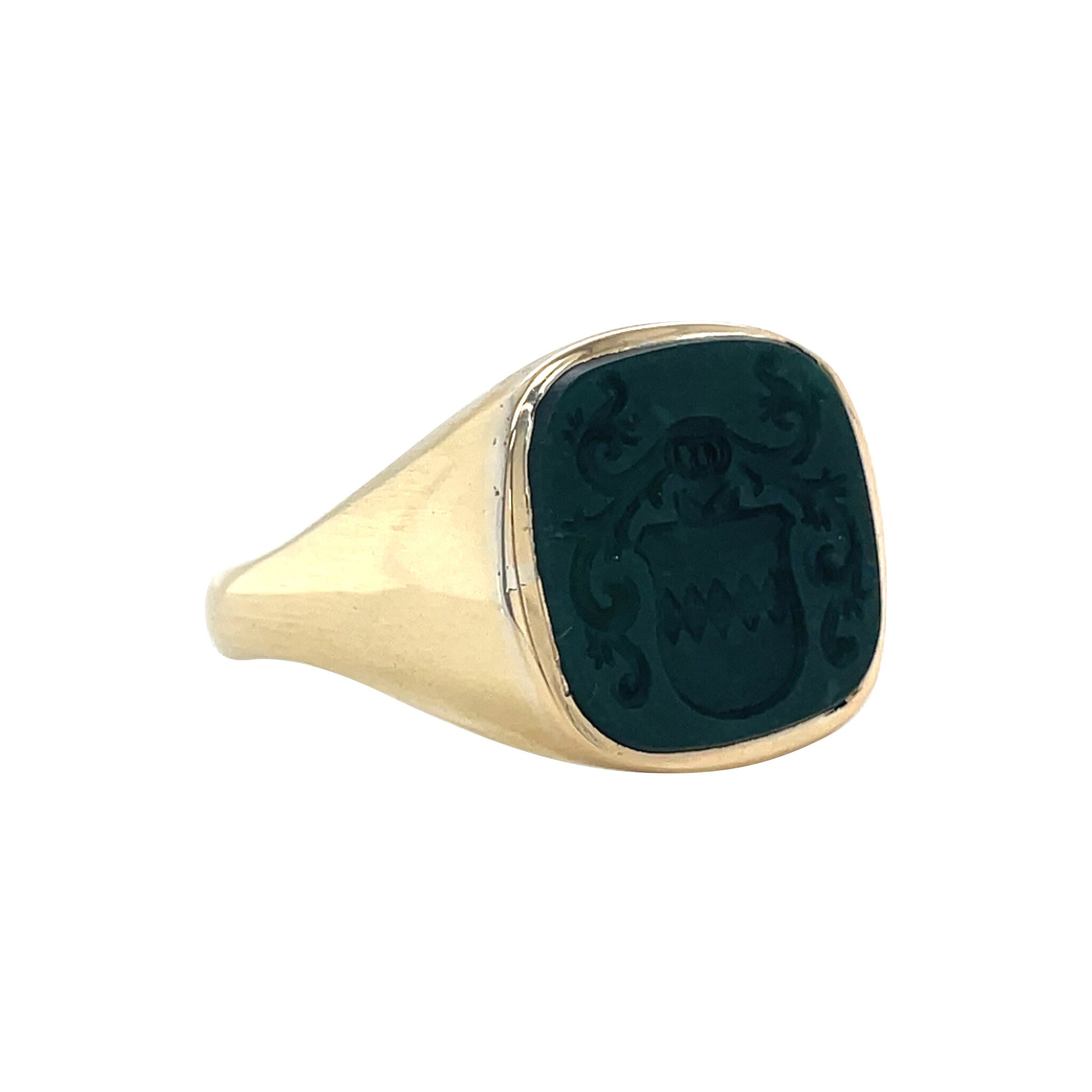 Vintage 14 kt gold signet ring with bloodstone