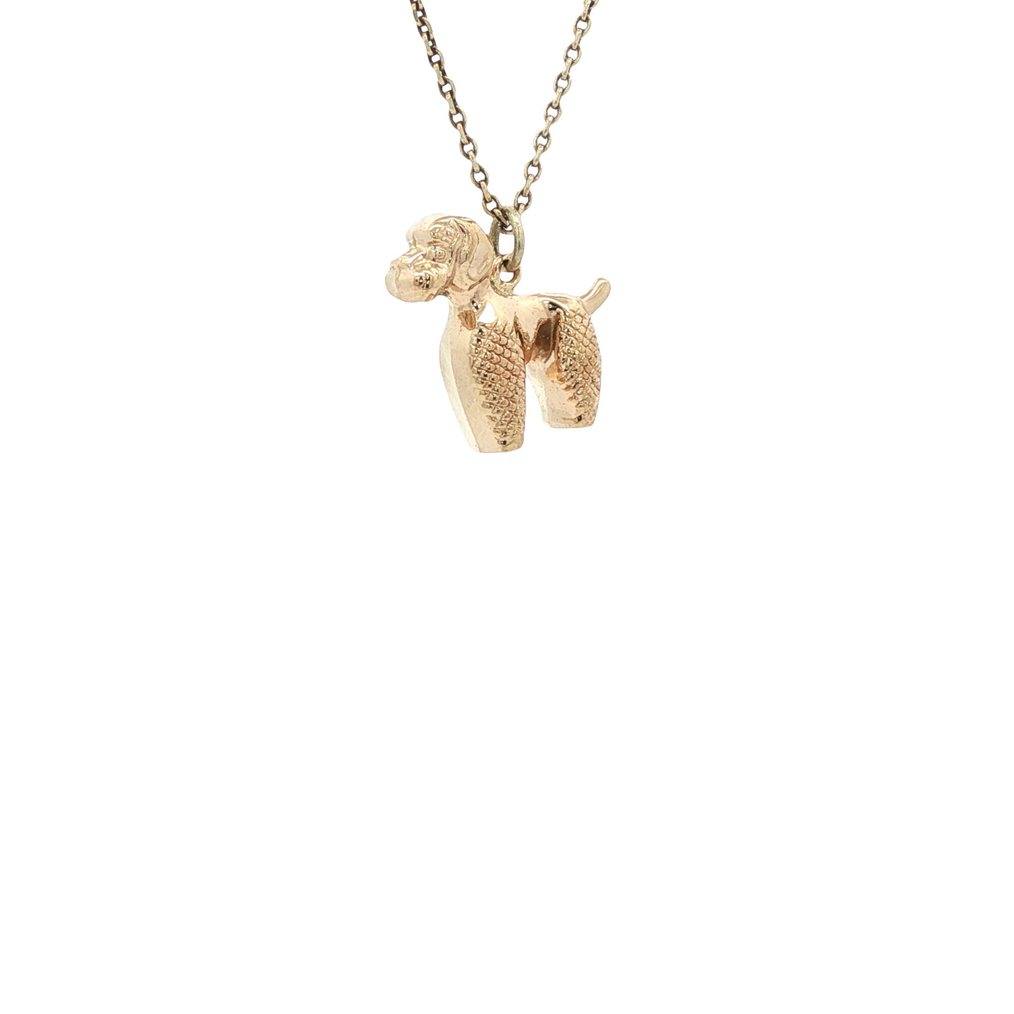 Vintage gold poodle pendant 14 kt