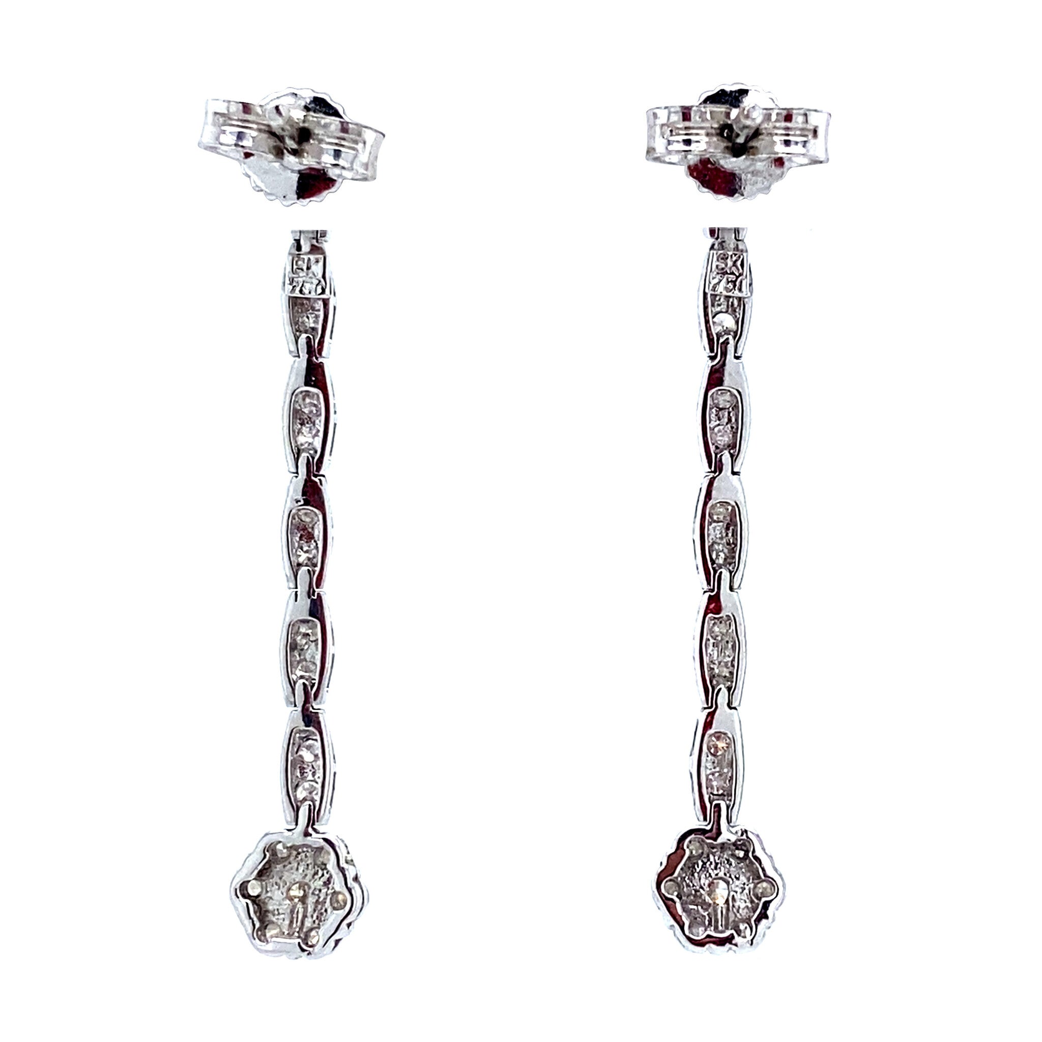 White gold vintage drop earrings with diamond 18 kt