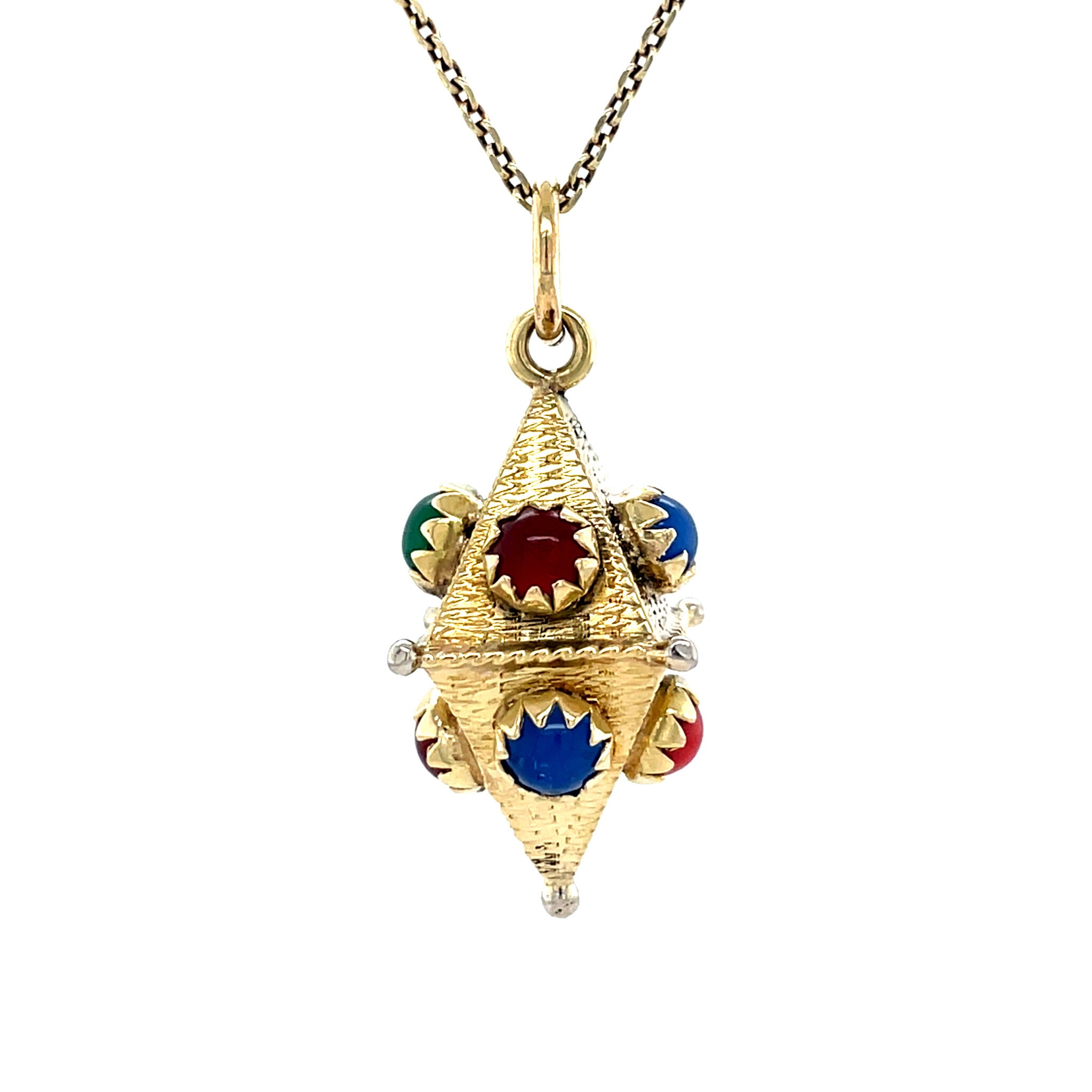 Gouden vintage hanger met kleursteen 14 krt