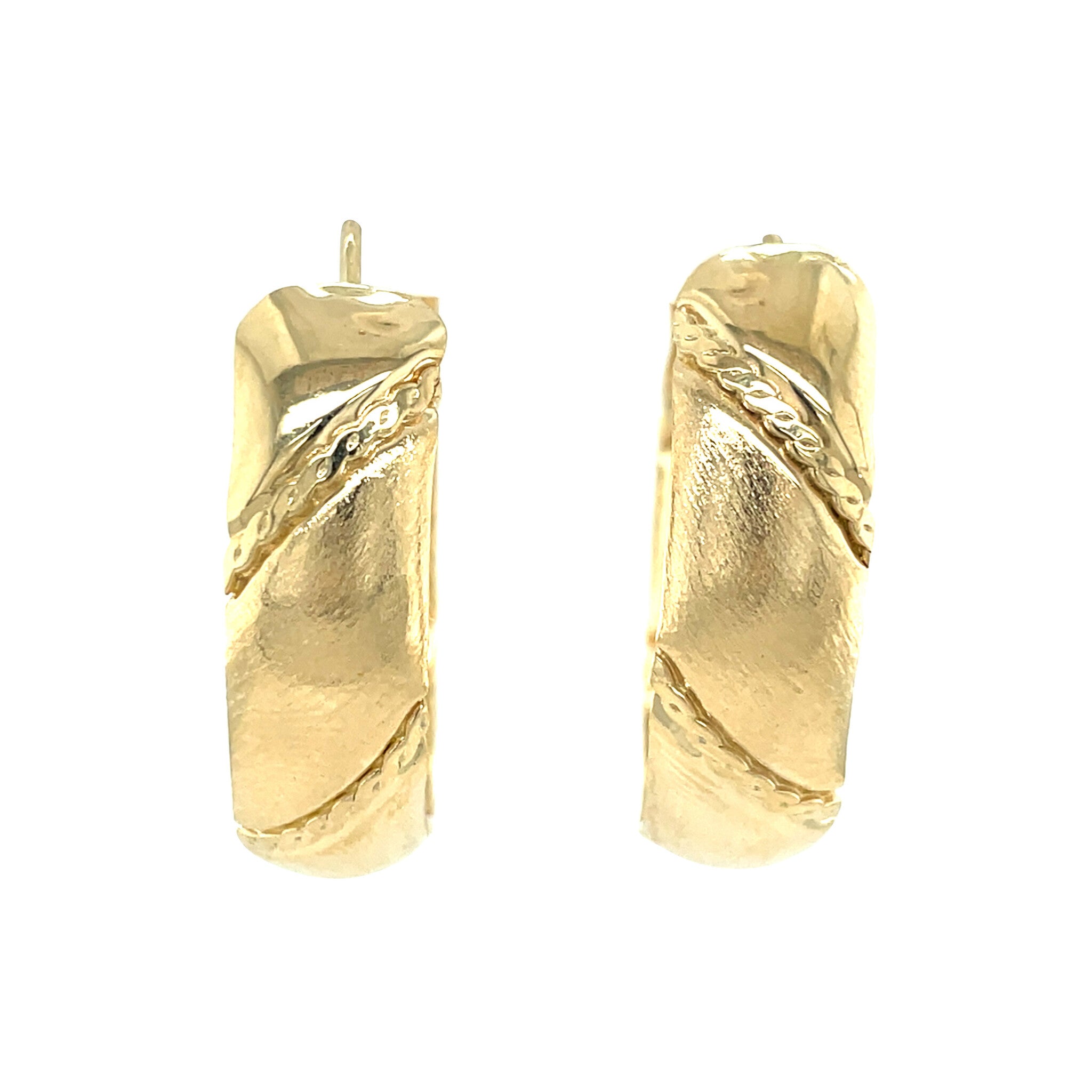 Gouden vintage fantasie oorringen 14 kt